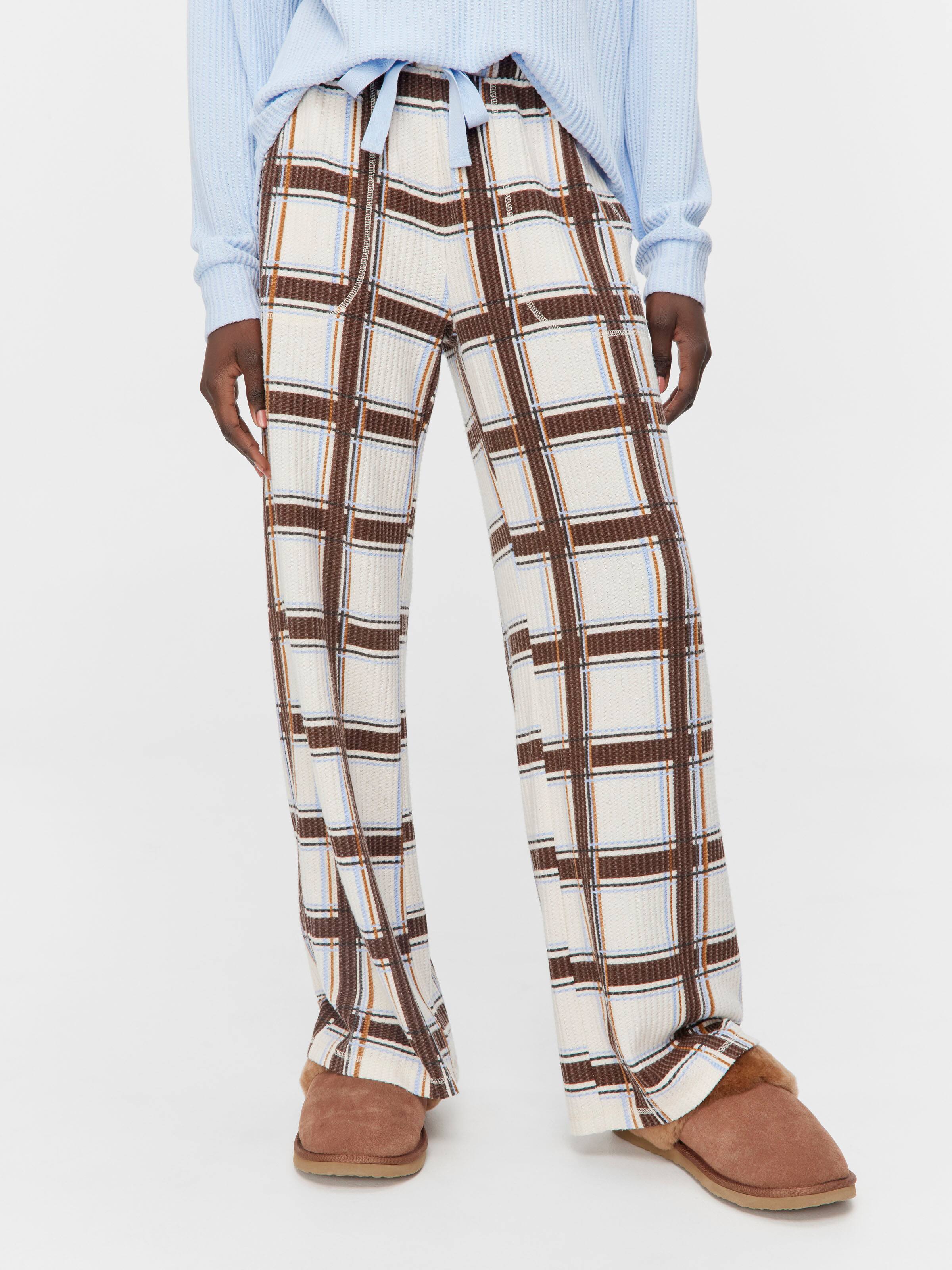 Brushed Waffle Check Wide Leg Pj Bottom