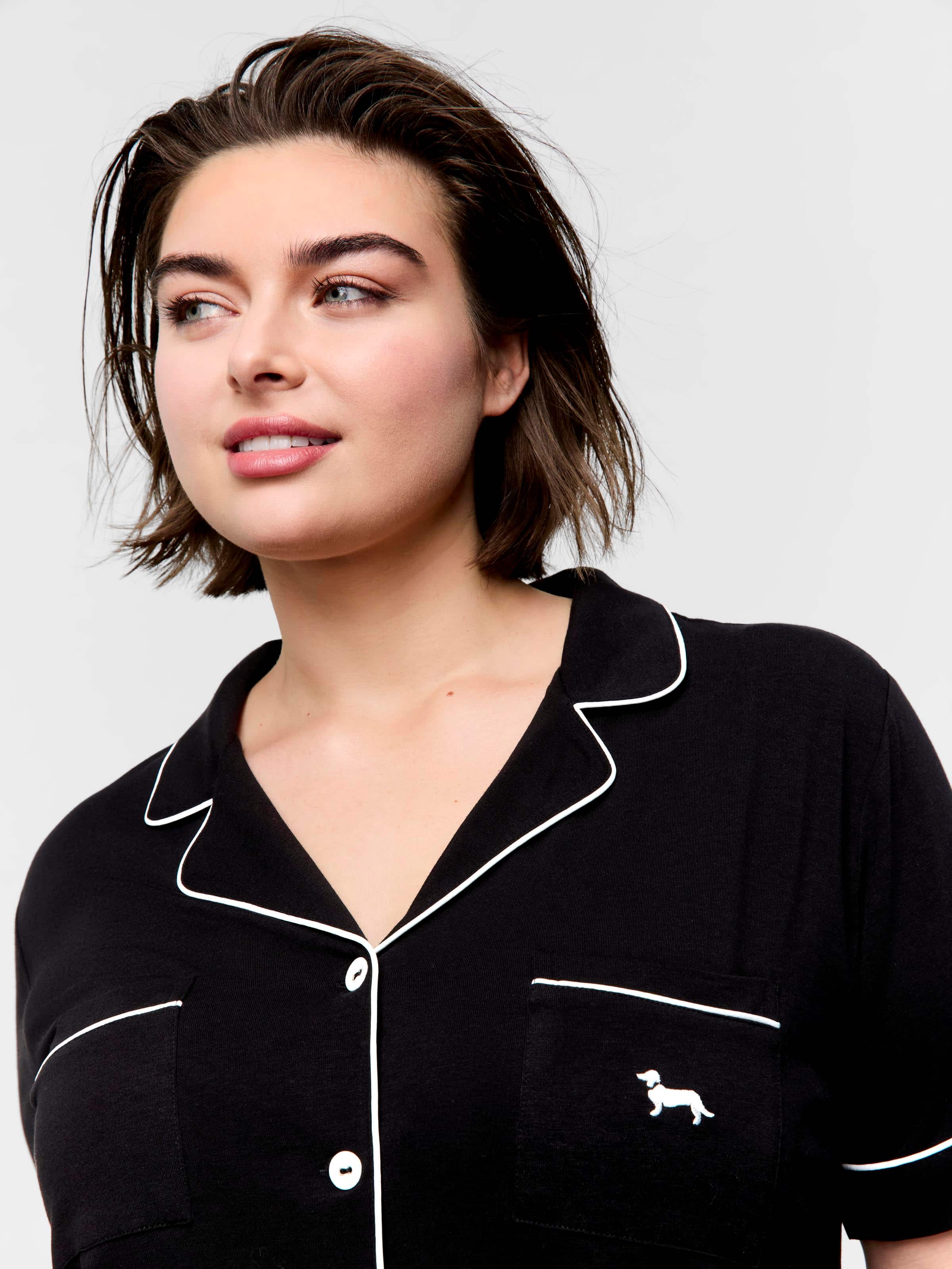 P.A. Plus Black Bamboo Shortie Pj Set