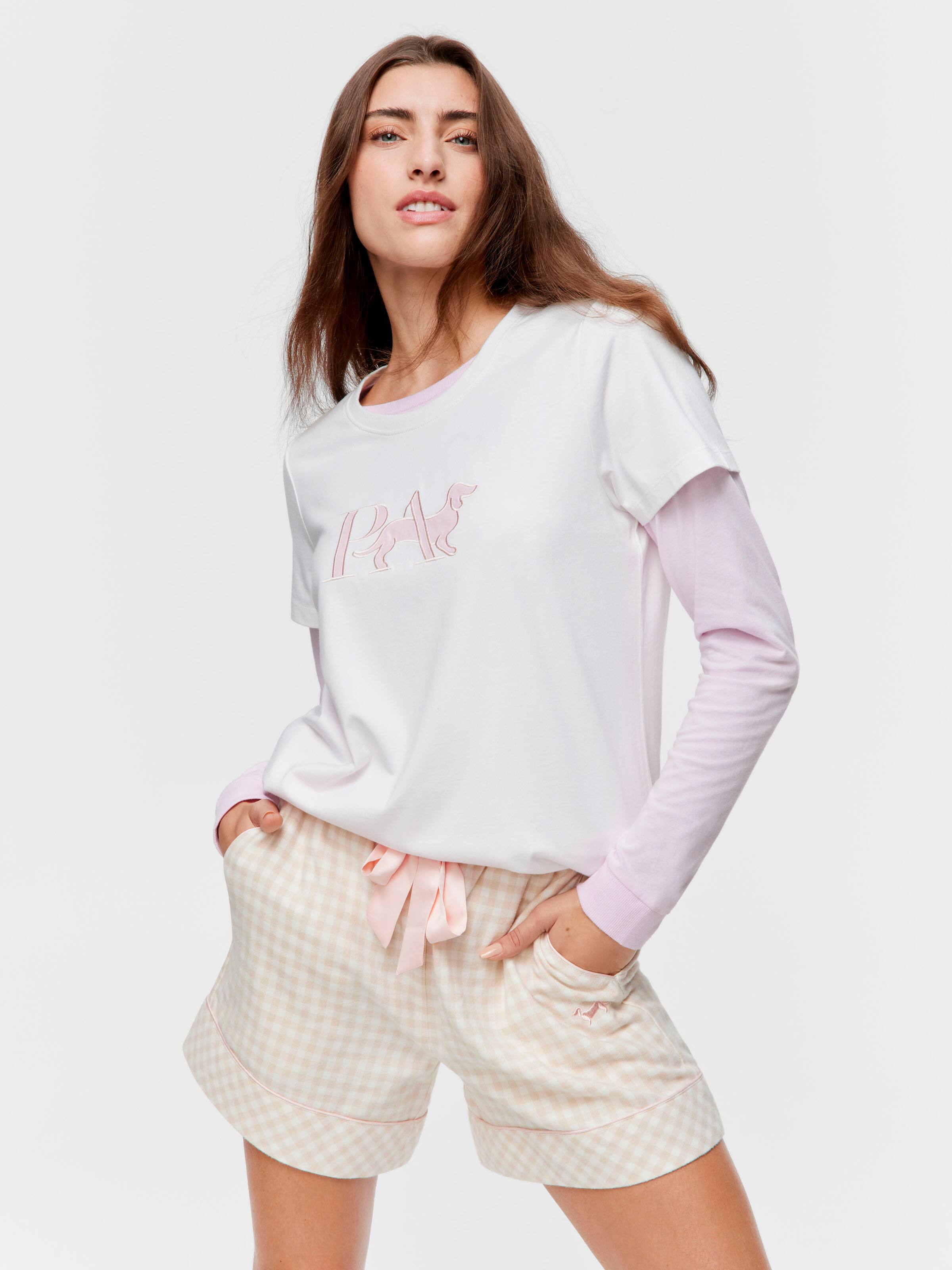 Sand Gingham Mid Short