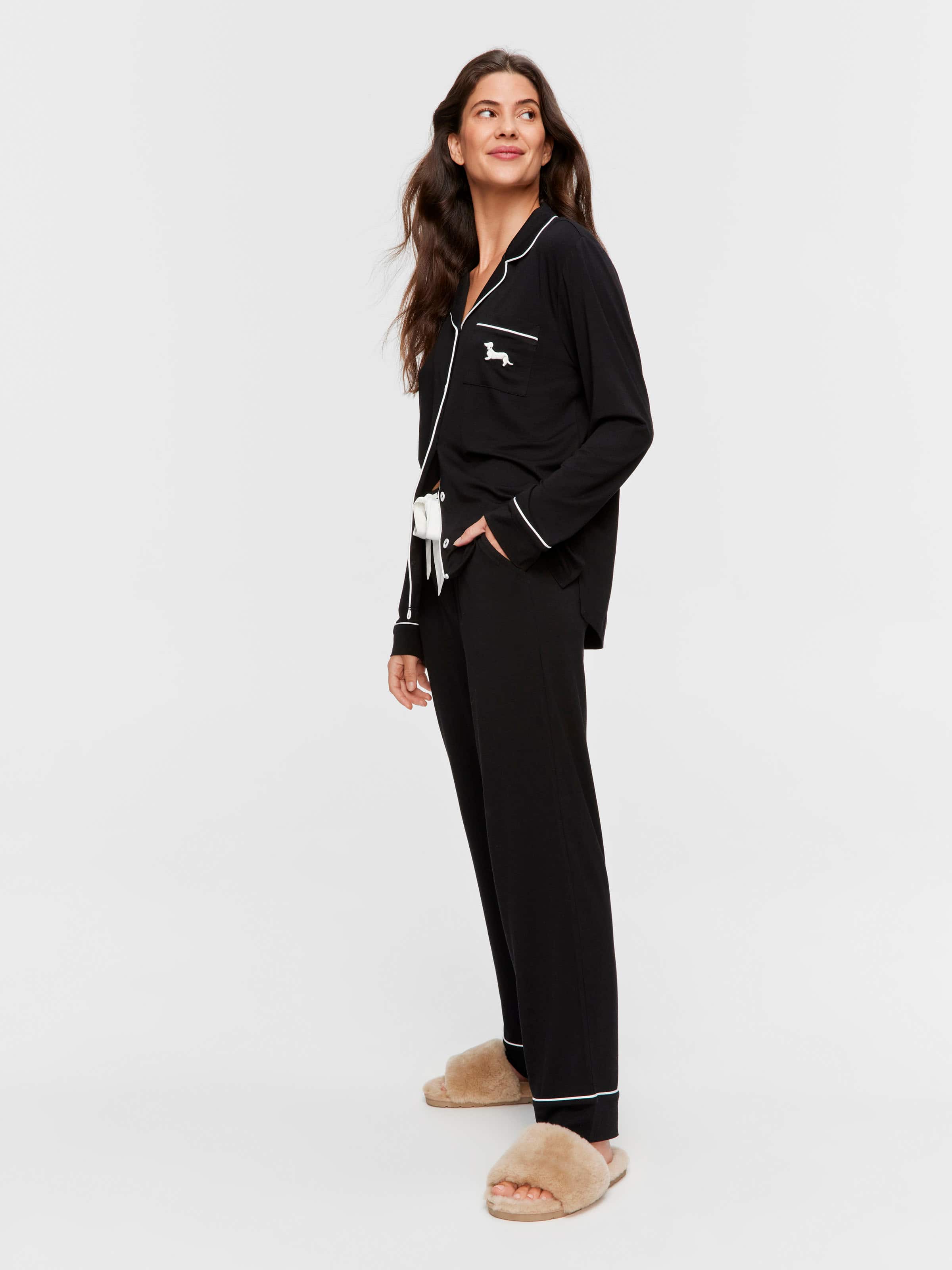 Black Bamboo Jersey Pj Set