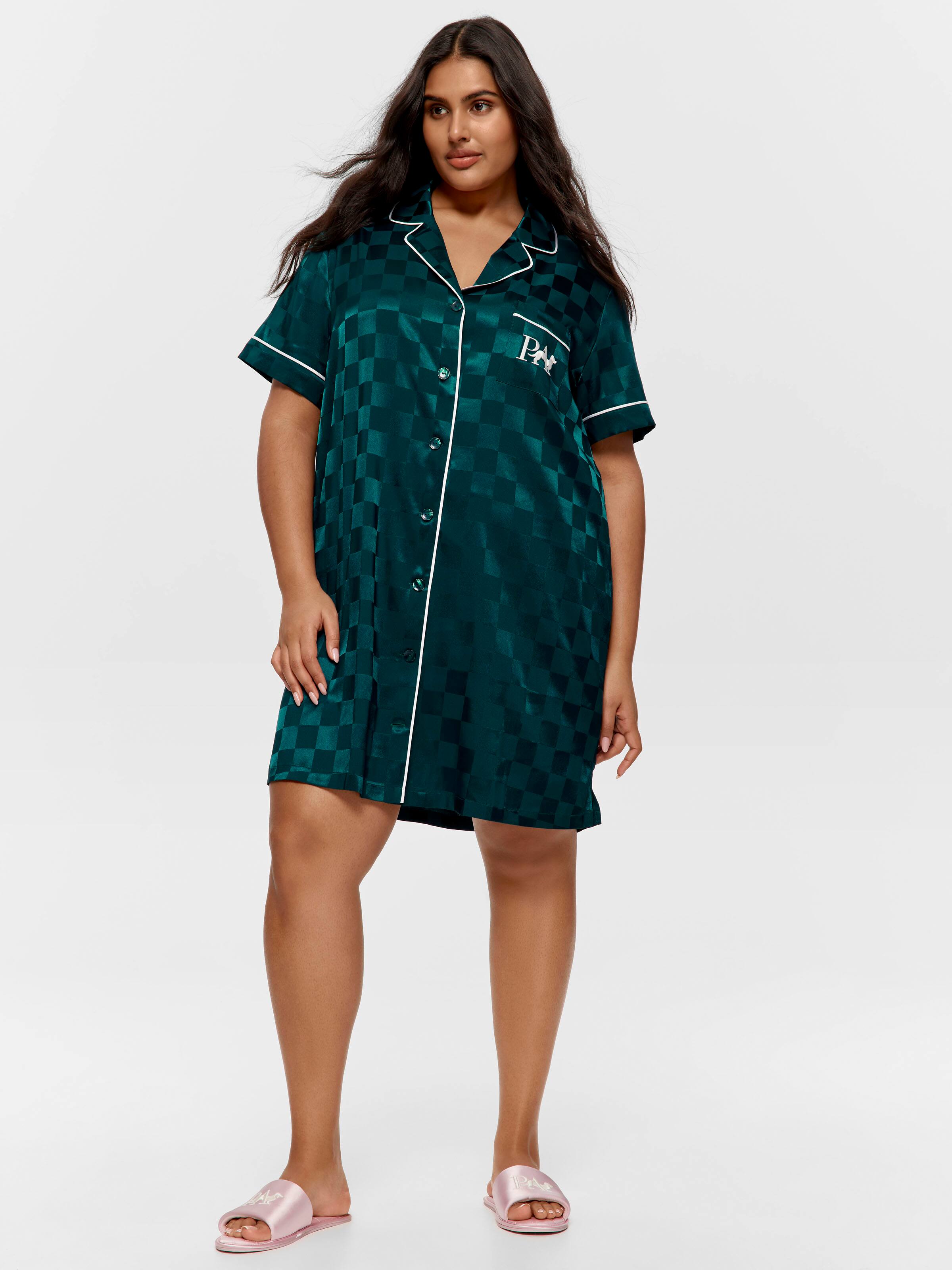 P.A. Plus Jolly Green Satin Nightshirt