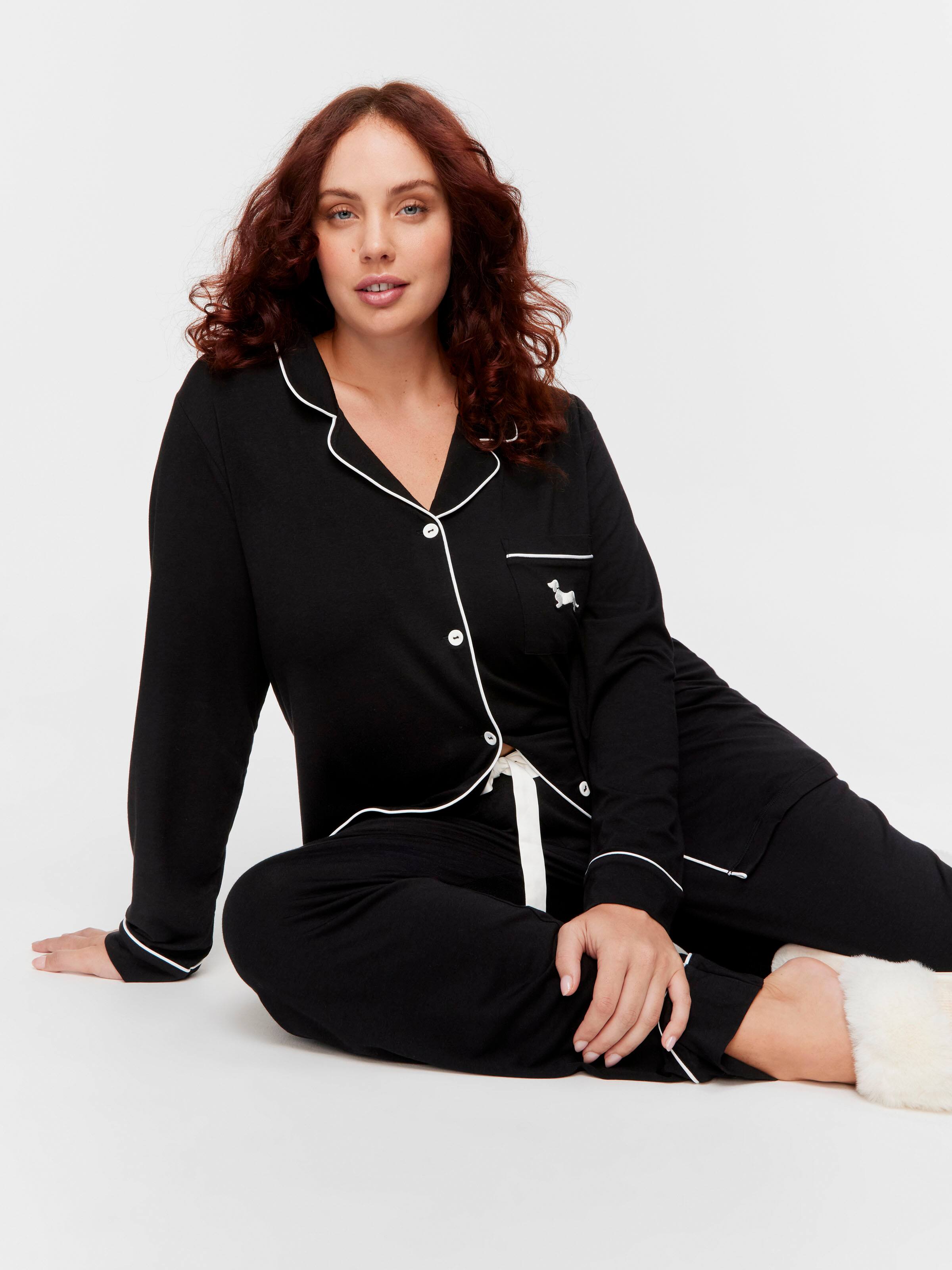P.A. Plus Black Bamboo Jersey Pj Set