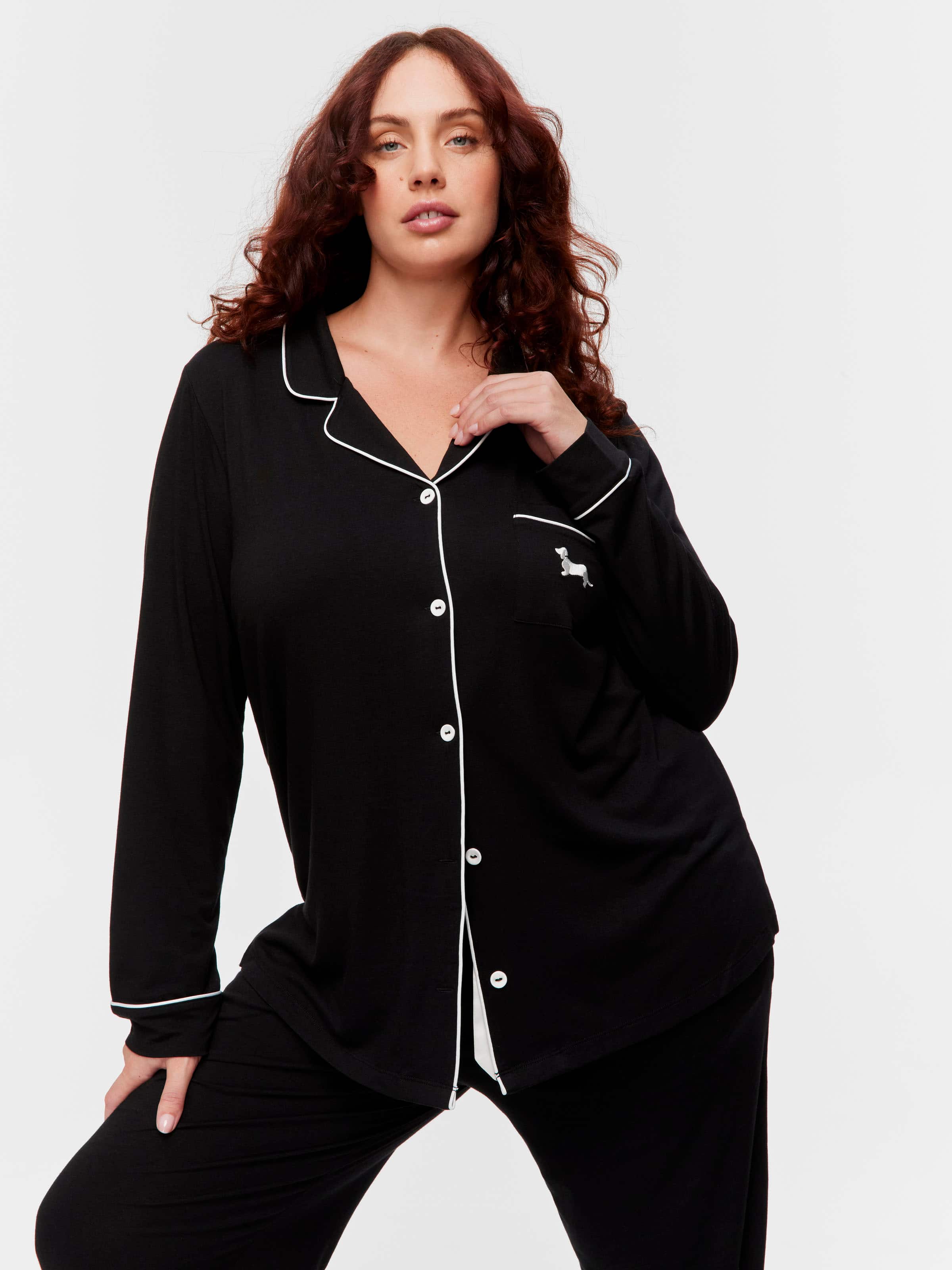 P.A. Plus Black Bamboo Jersey Pj Set