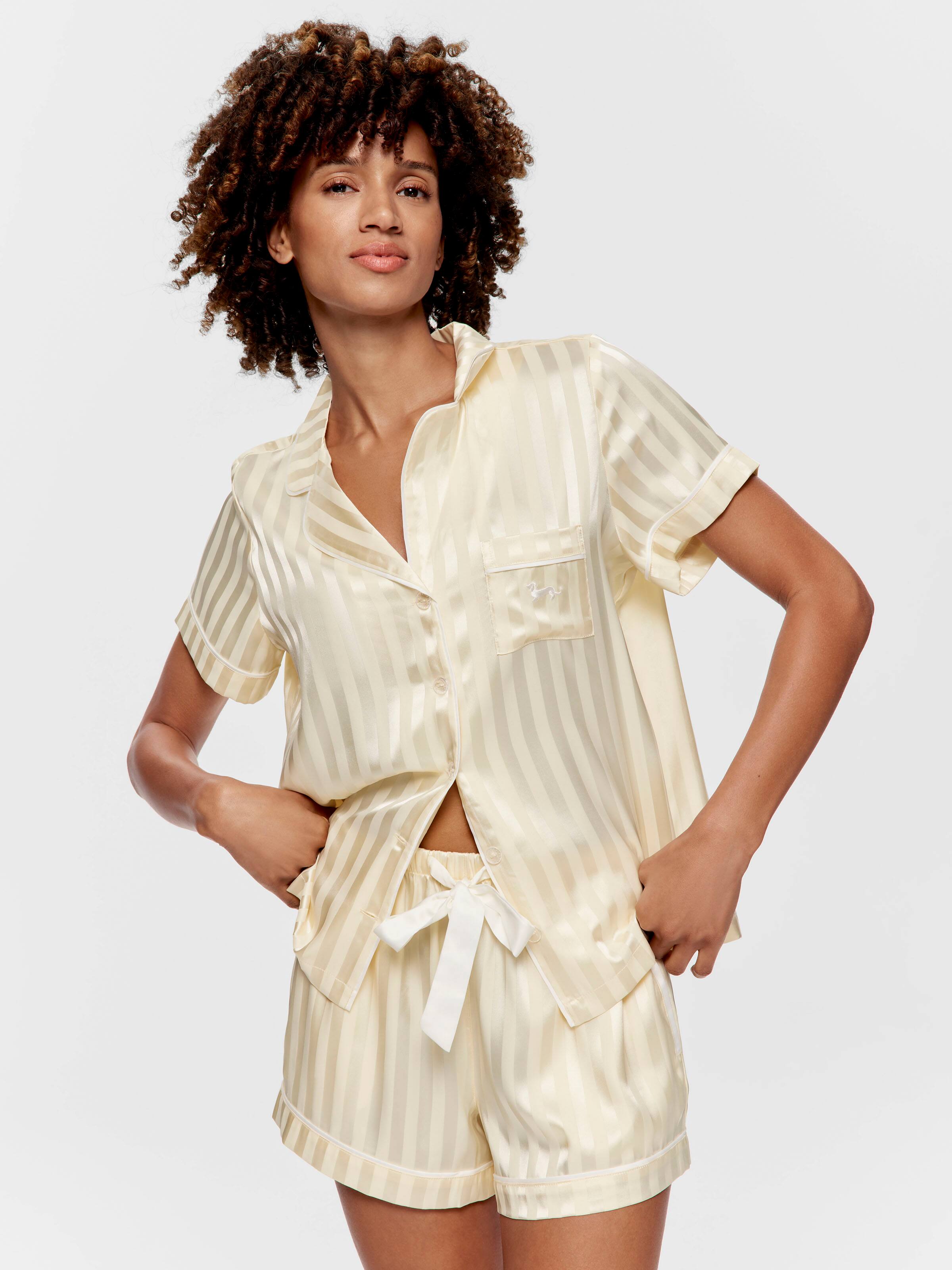 Image for Butter Stripe Satin Shortie Pj Set from Peter Alexander