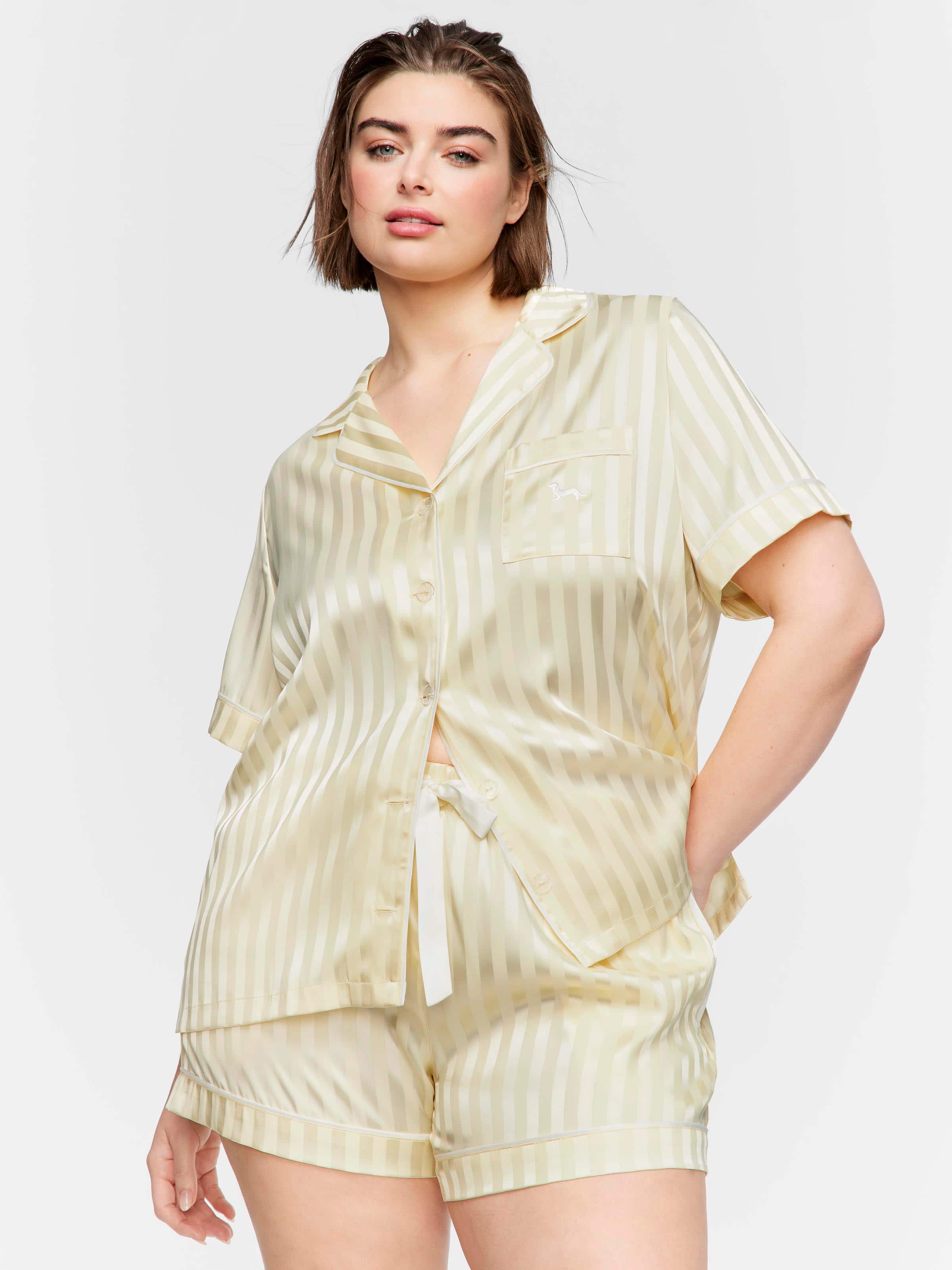 Image for P.A. Plus Butter Stripe Shortie Pj Set from Peter Alexander