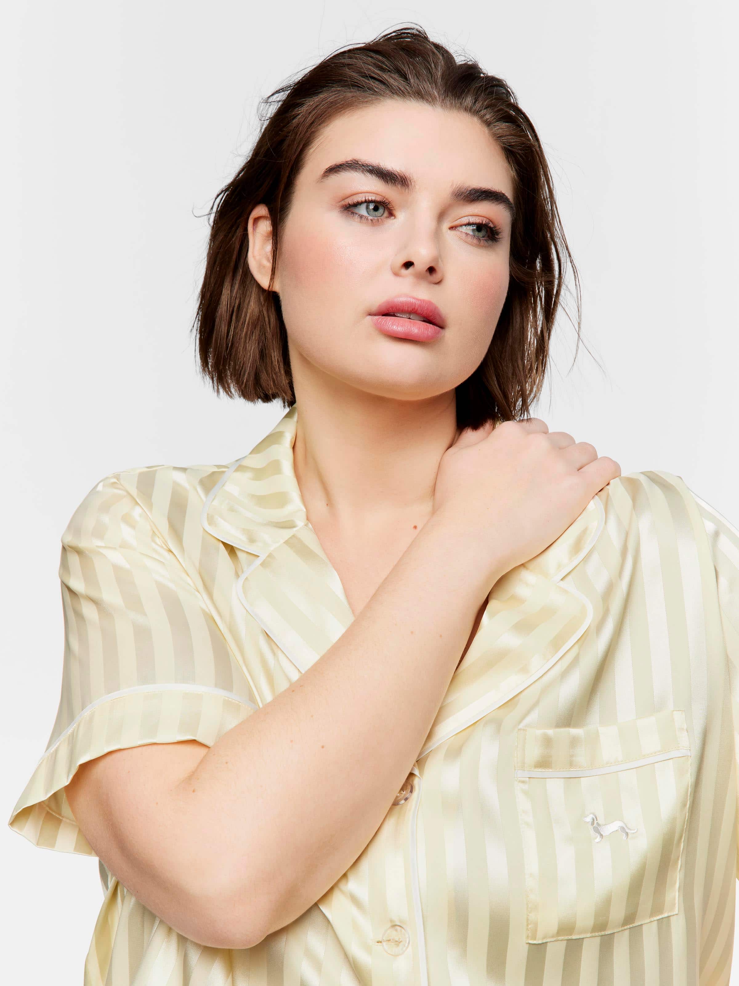 Image for P.A. Plus Butter Stripe Shortie Pj Set from Peter Alexander