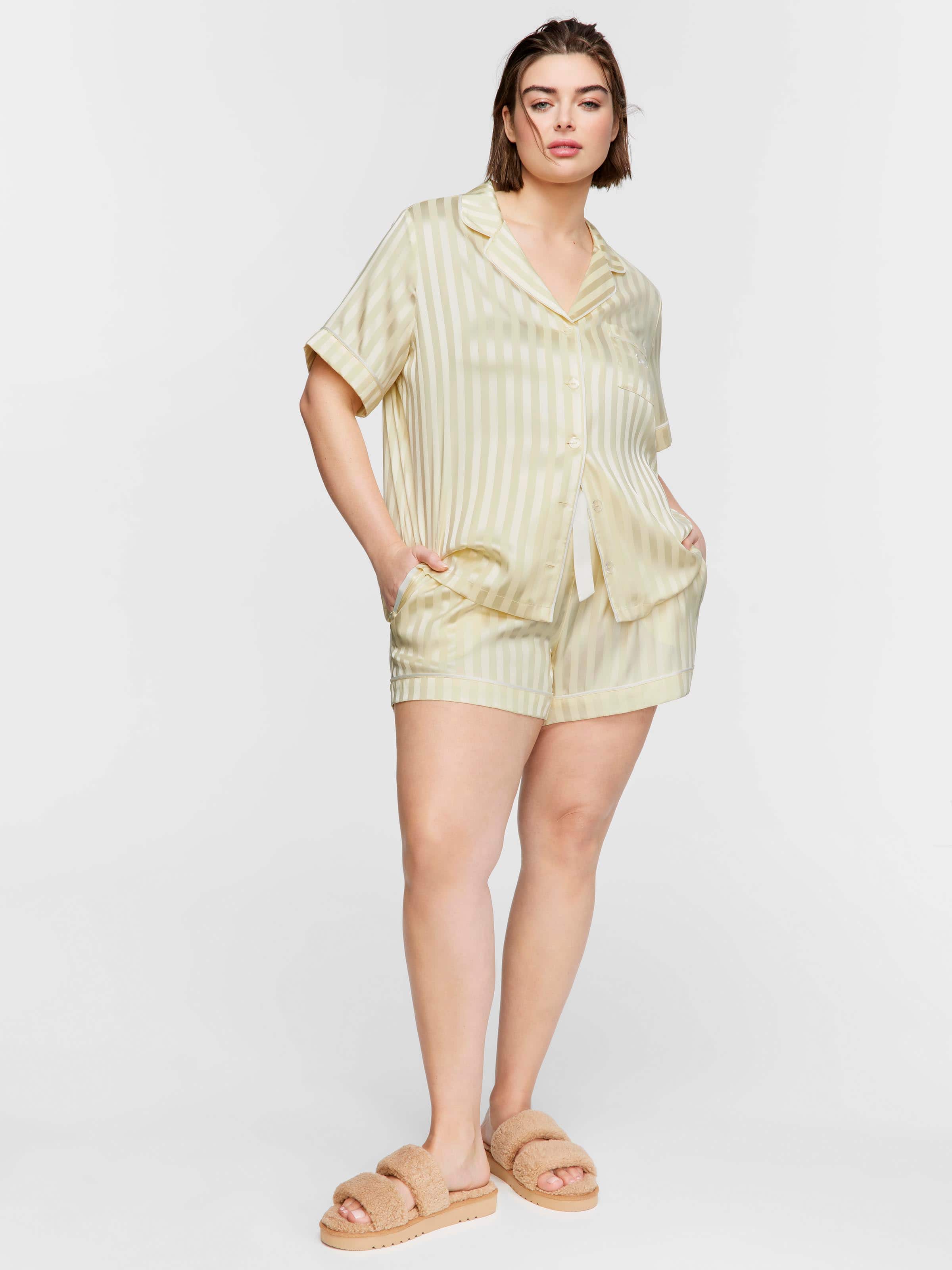 P.A. Plus Butter Stripe Shortie Pj Set