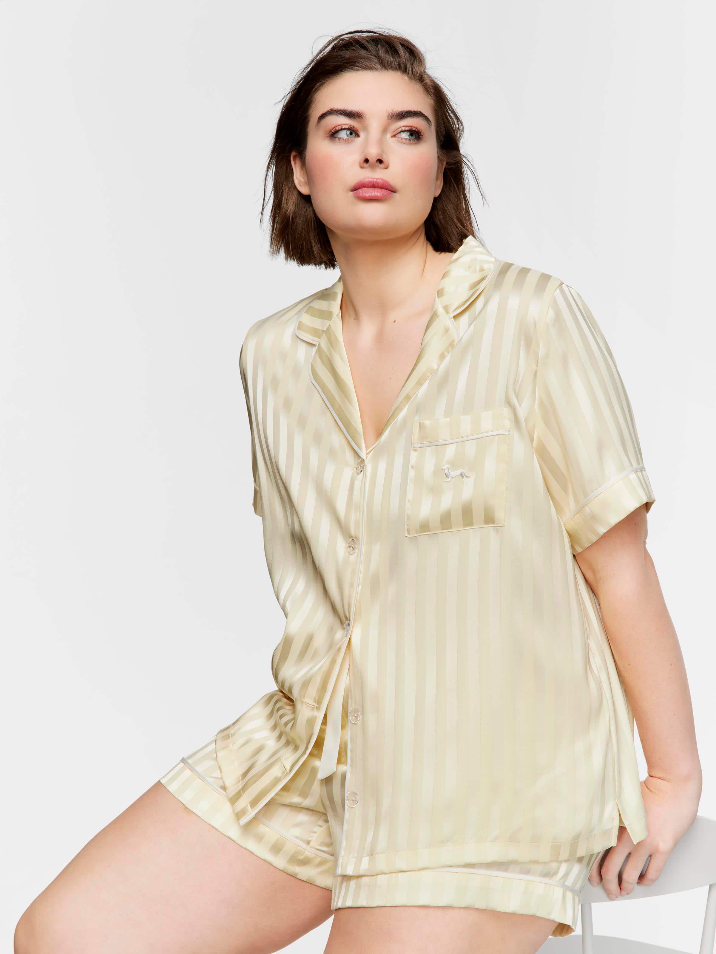 P.A. Plus Butter Stripe Shortie Pj Set
