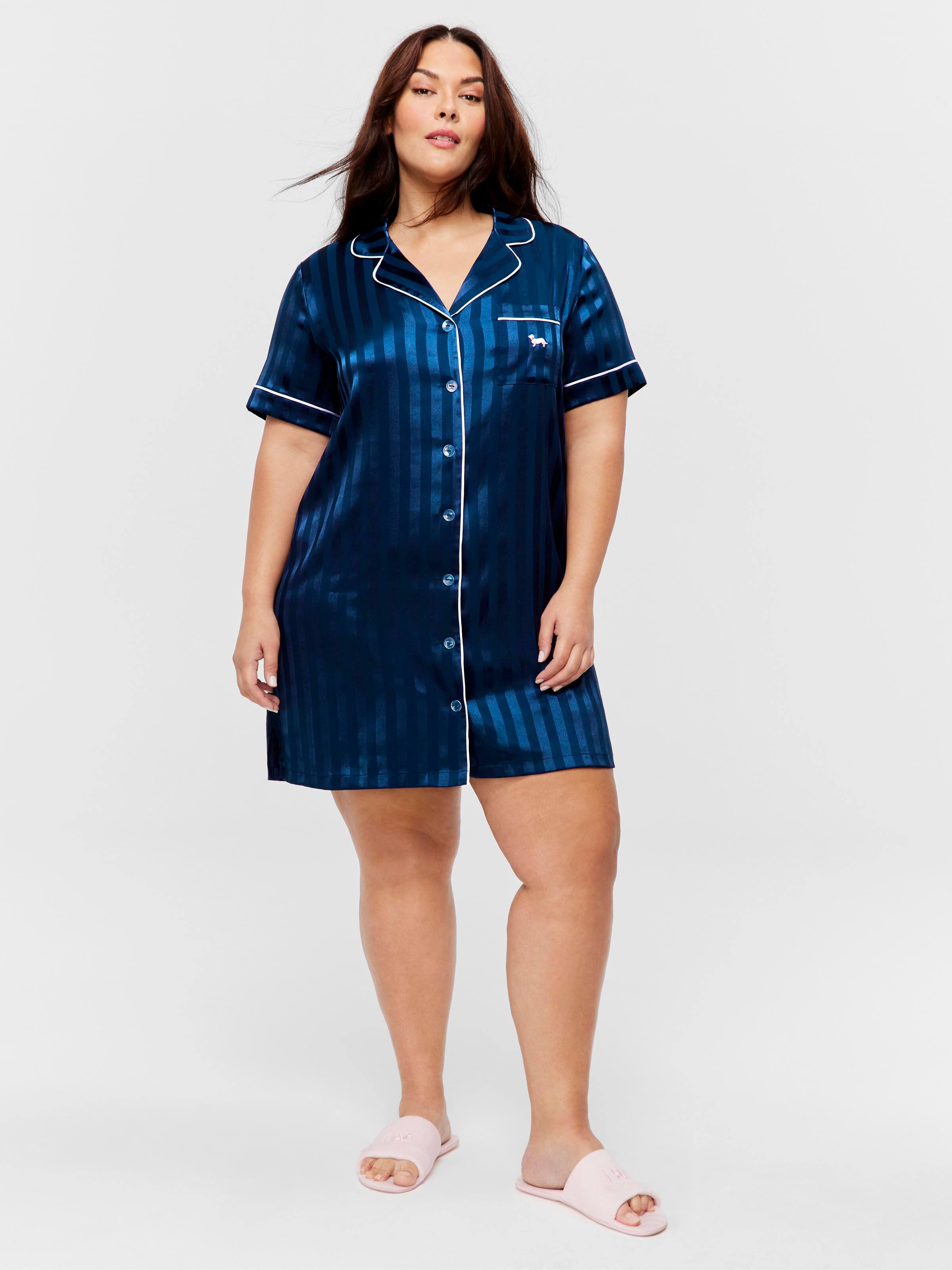 P.A. Plus Navy Stripe Short Sleeve Nightshirt
