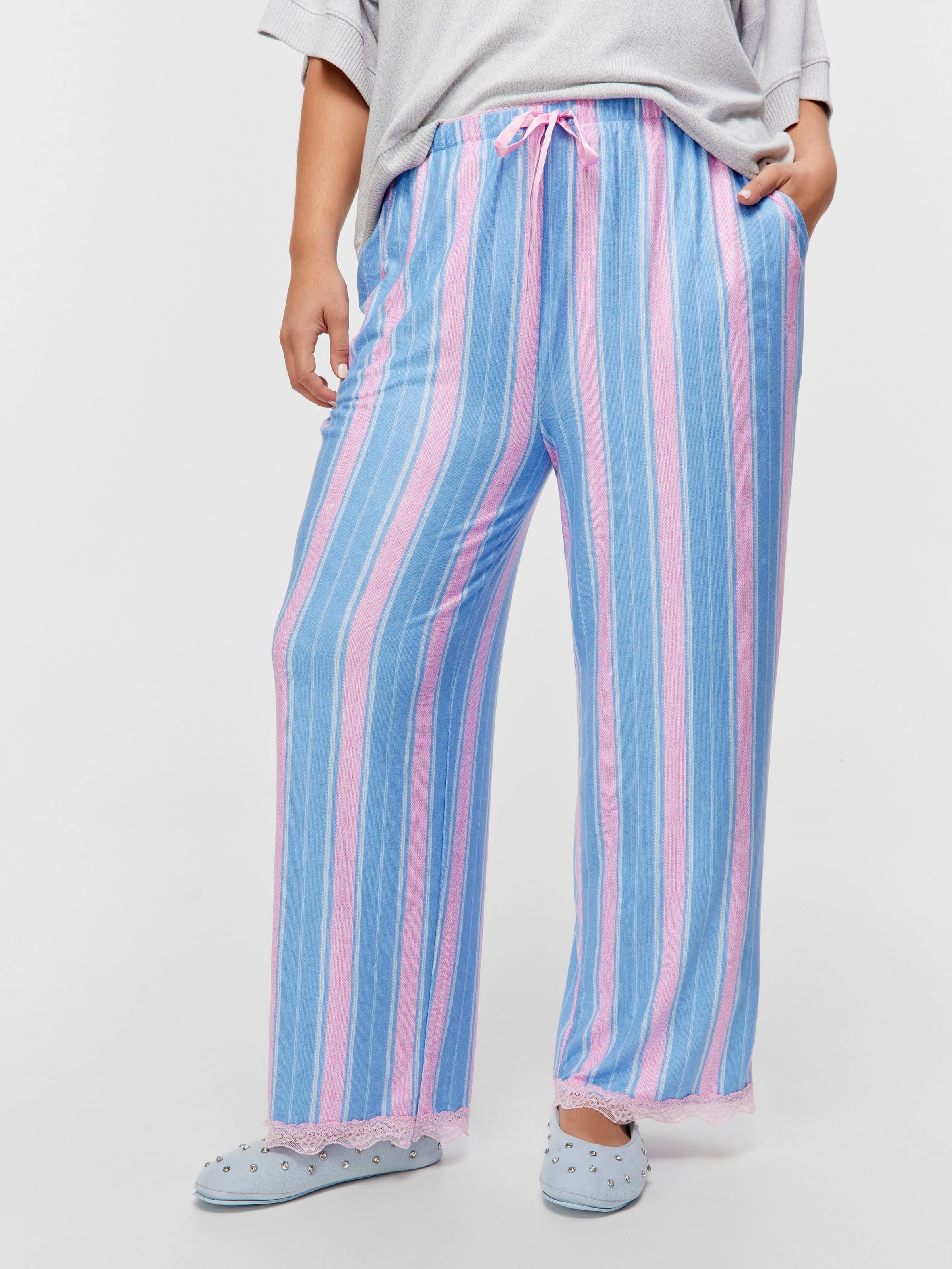 P.A. Plus Plush Stripe Straight Leg Pj Bottom