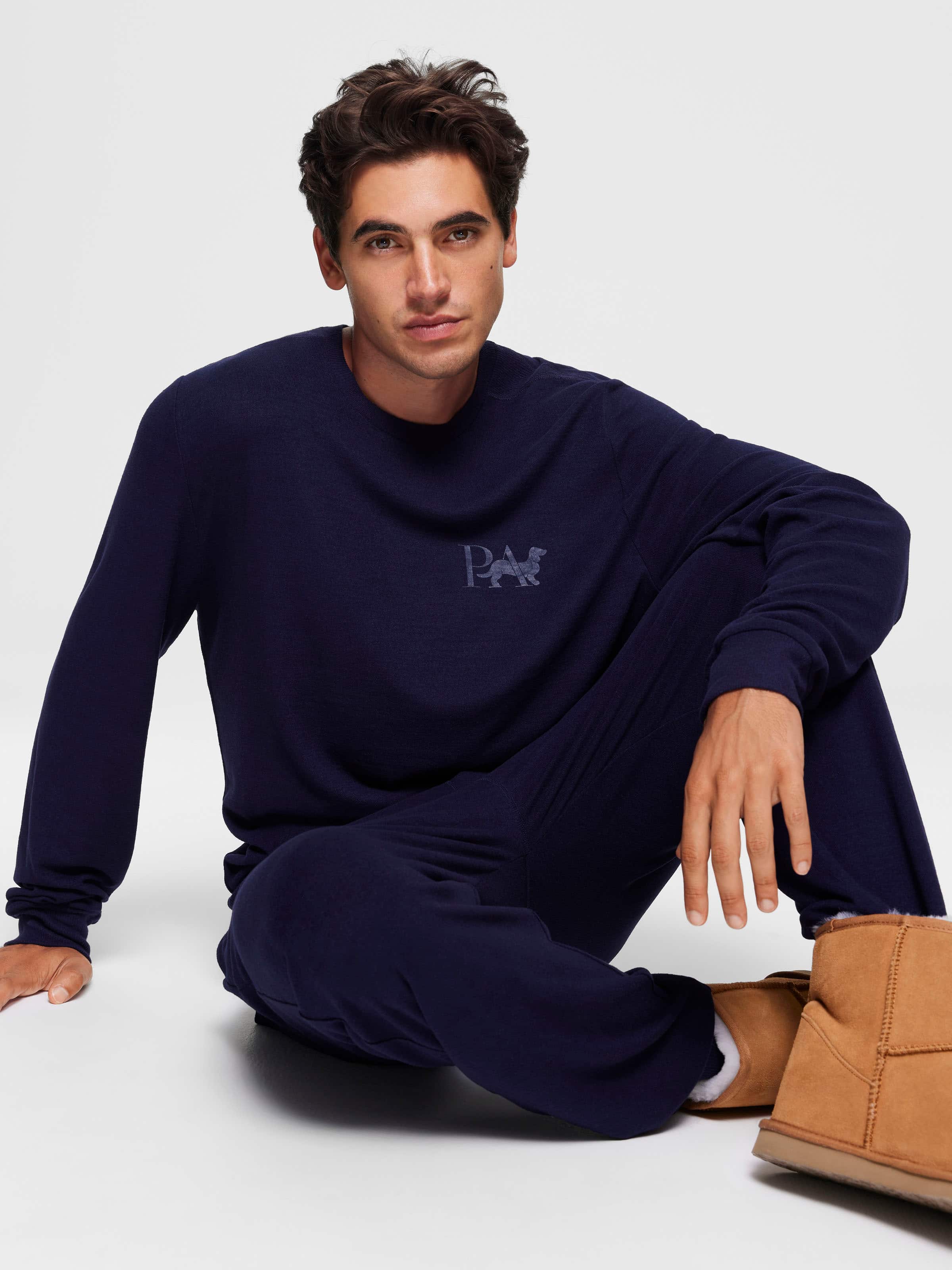 Navy Marle Cuff Pj Bottom
