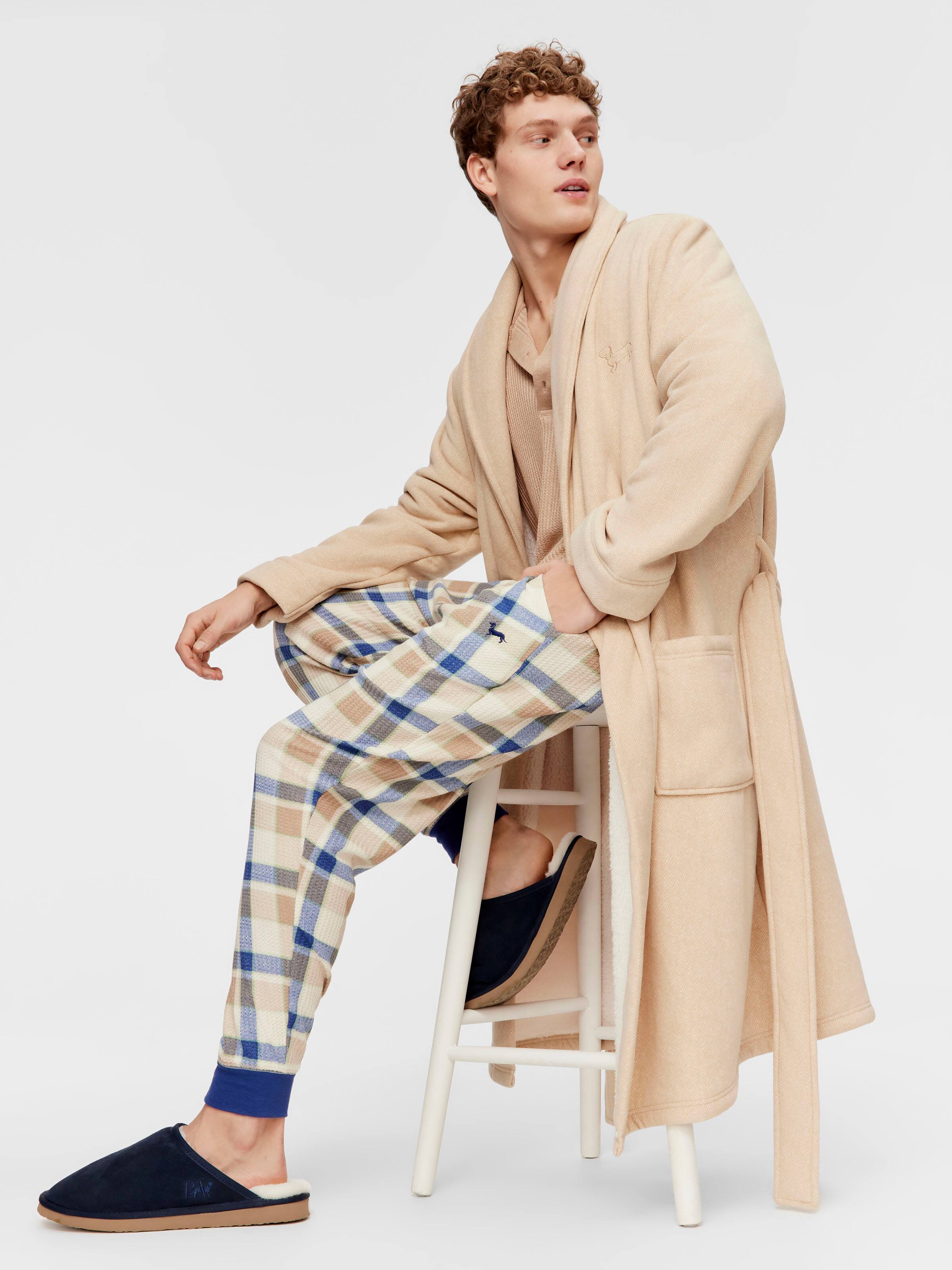 Oatmeal Herringbone Dressing Gown