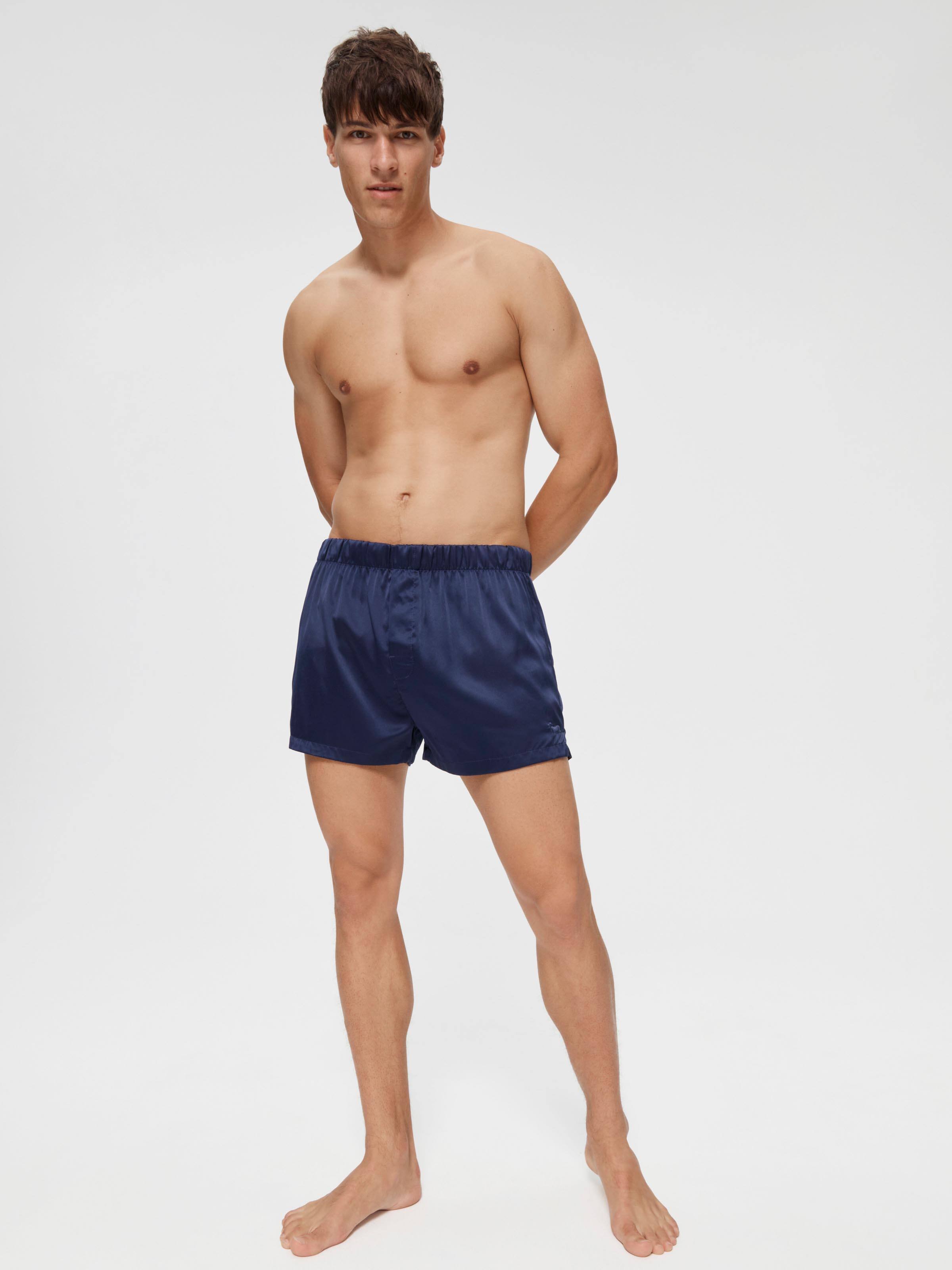 Image for Navy Satin Boxer Short from Peter Alexander