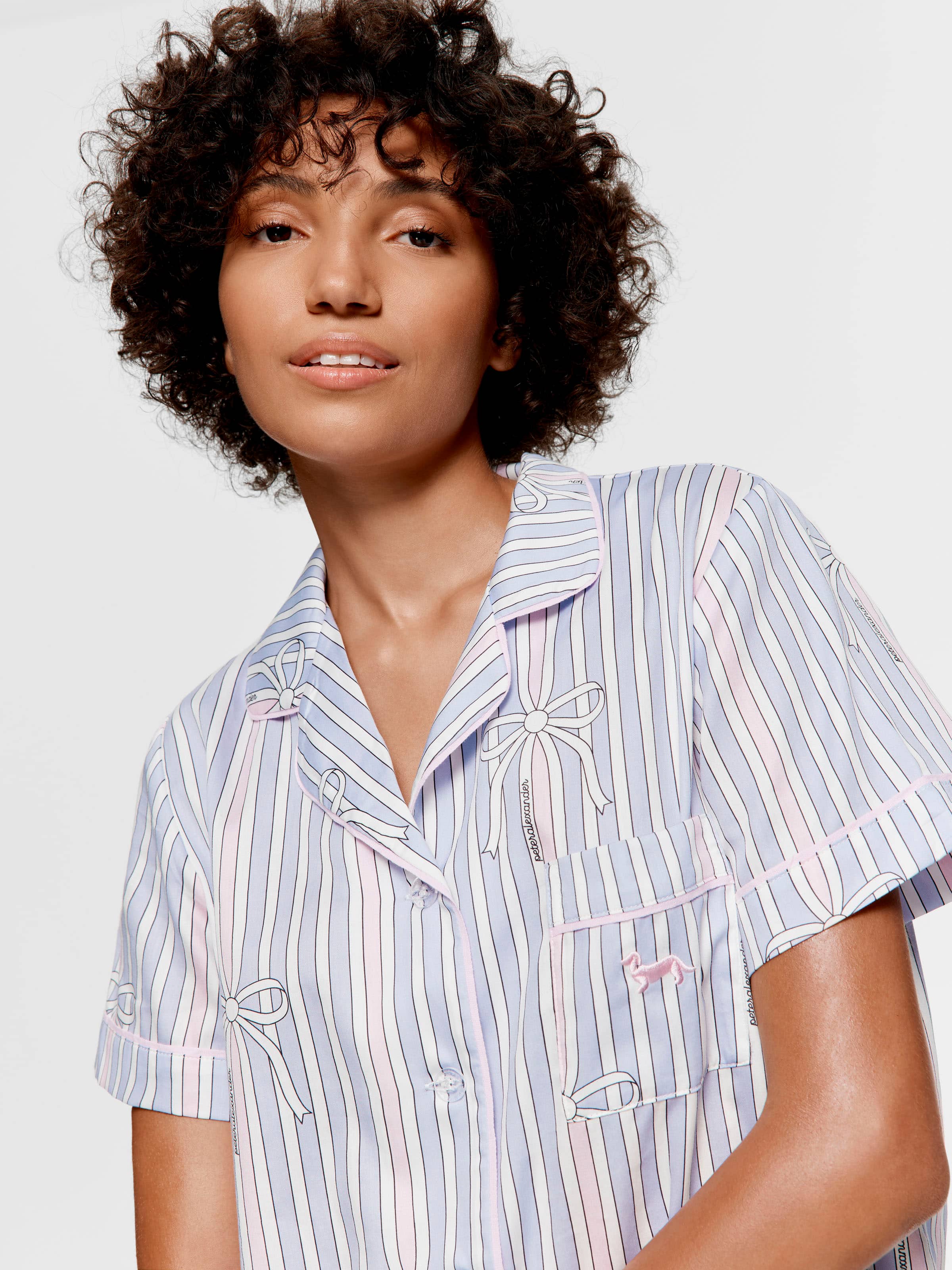 Bow Stripe Classic Short Sleeve Shirt