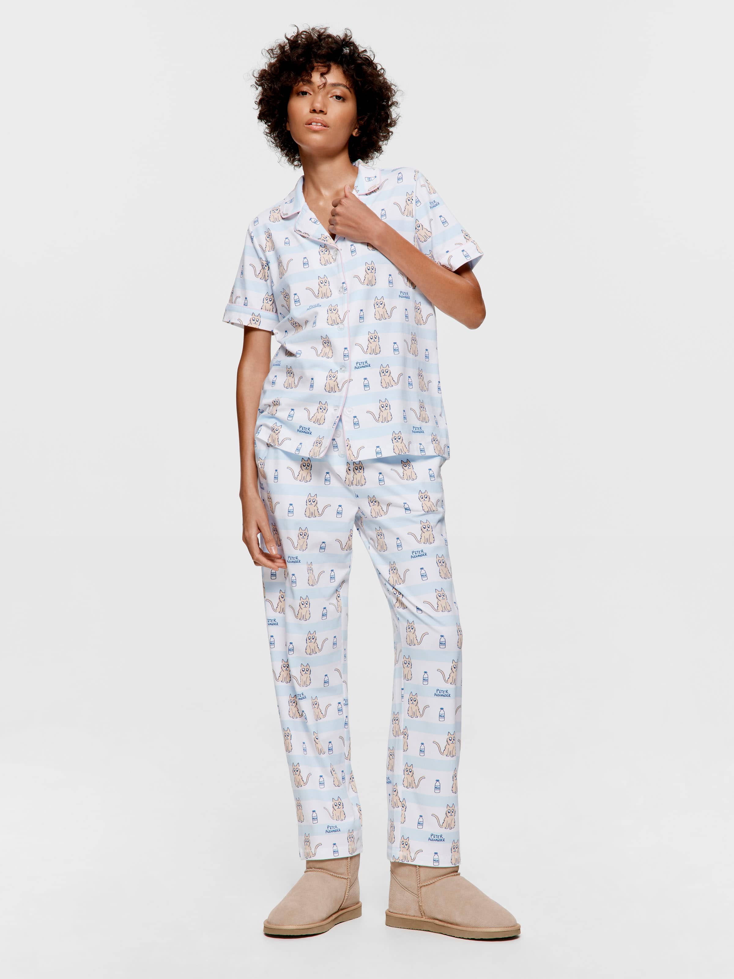 Image for Cat Stripe Short Sleeve Shirt from Peter Alexander