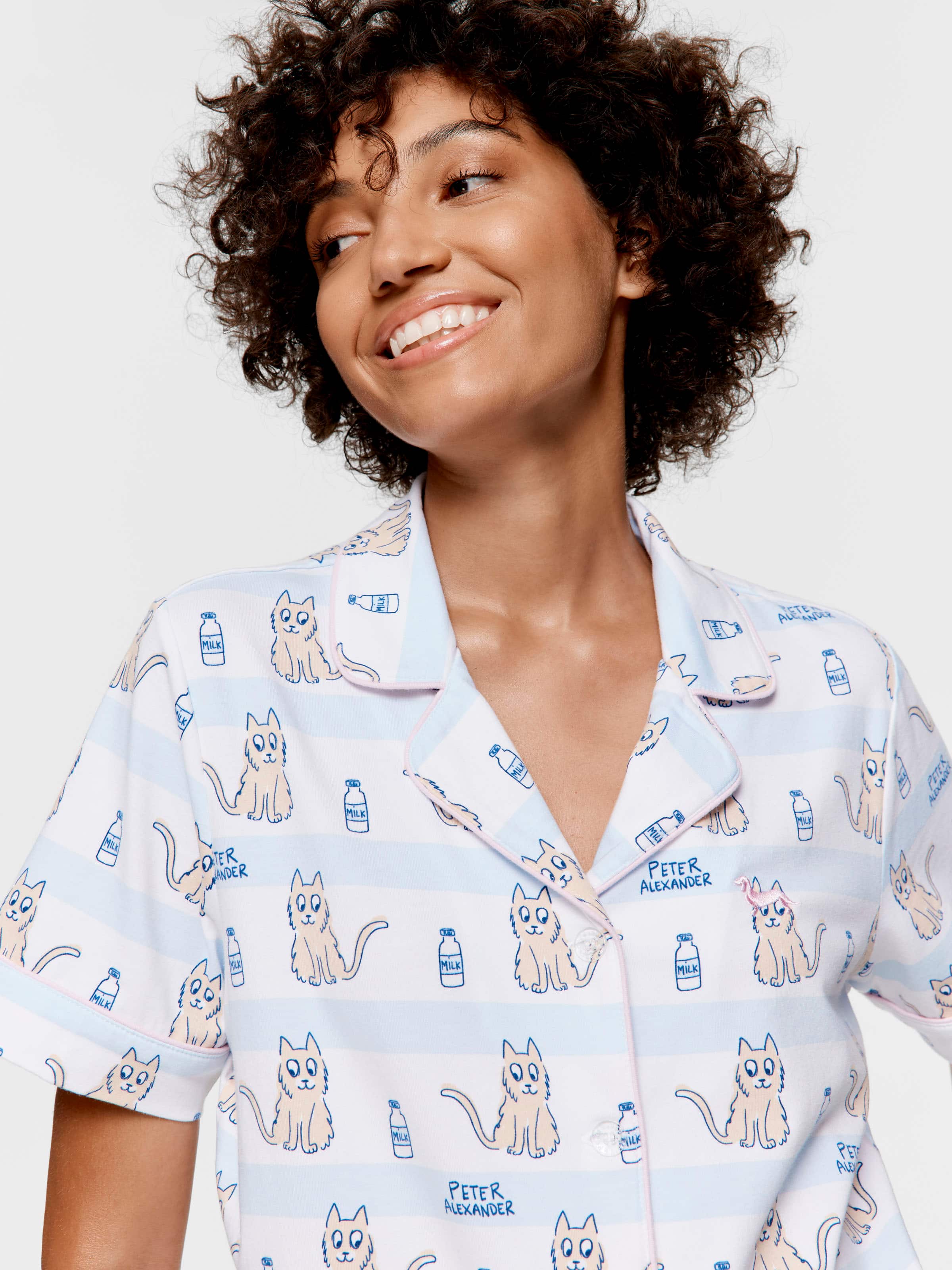 Cat Stripe Short Sleeve Shirt