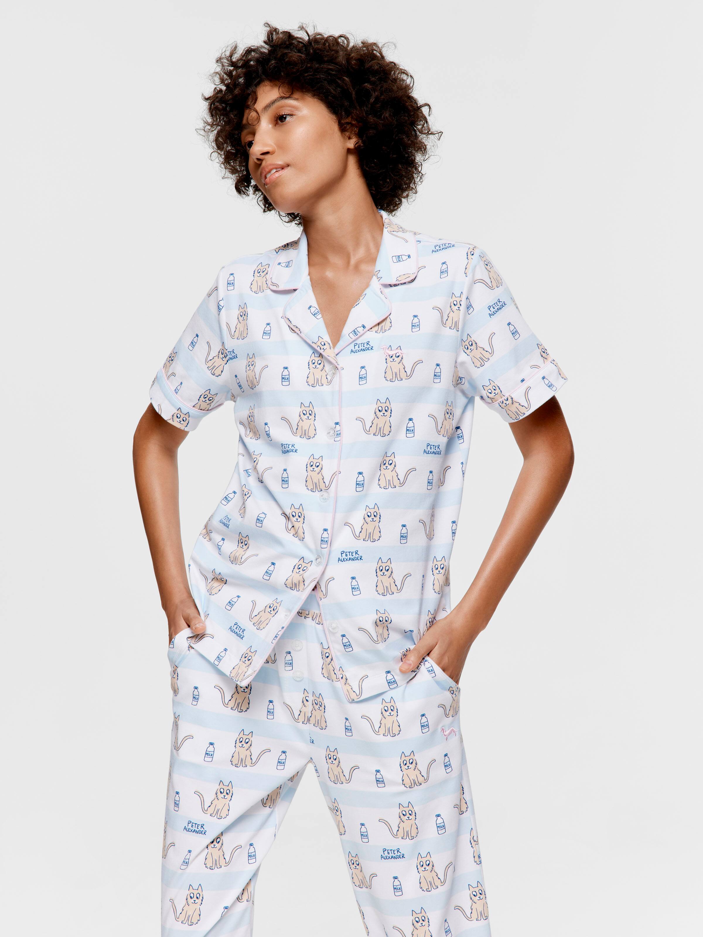 Cat Stripe Short Sleeve Shirt