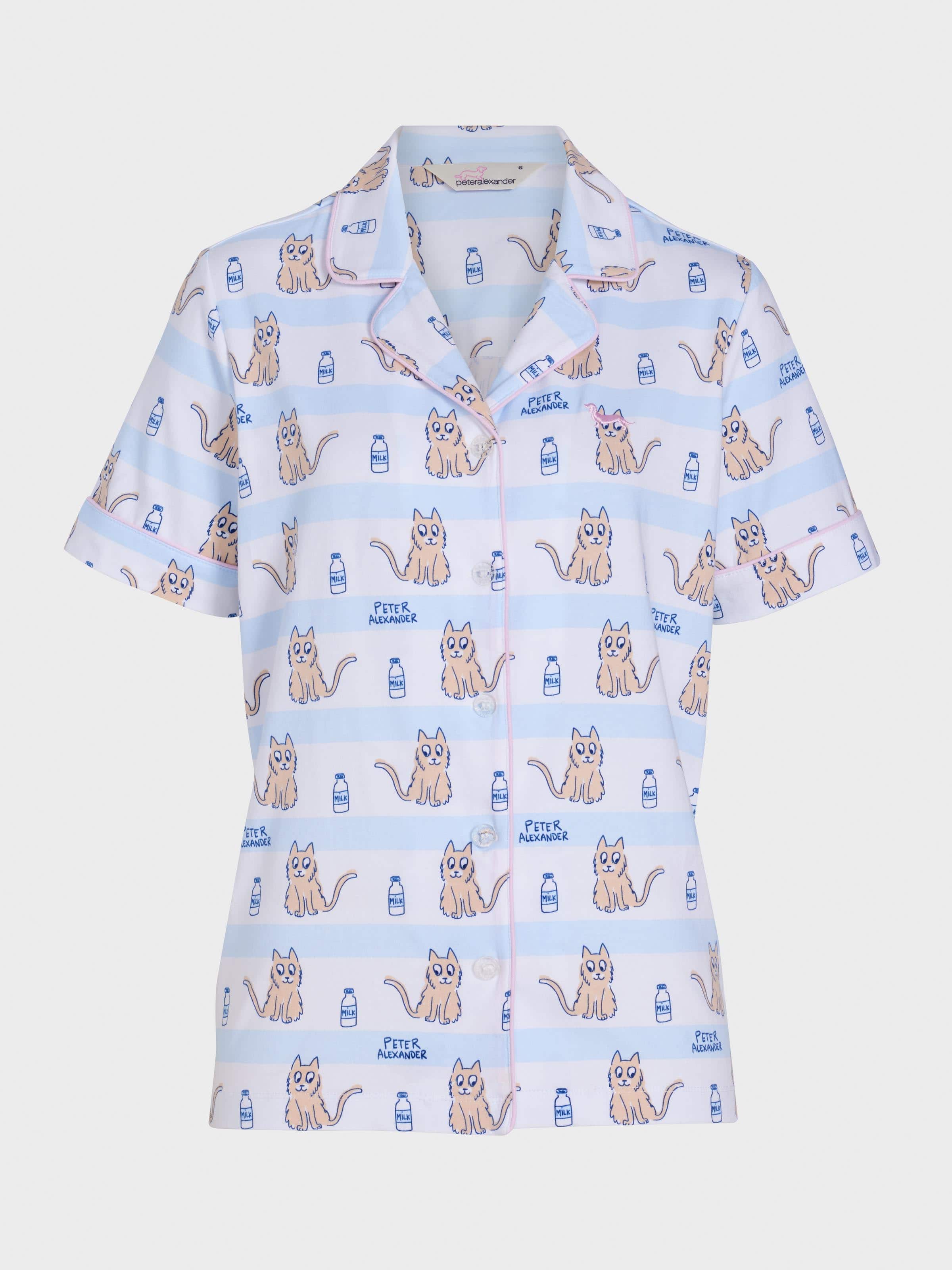 Image for Cat Stripe Short Sleeve Shirt from Peter Alexander