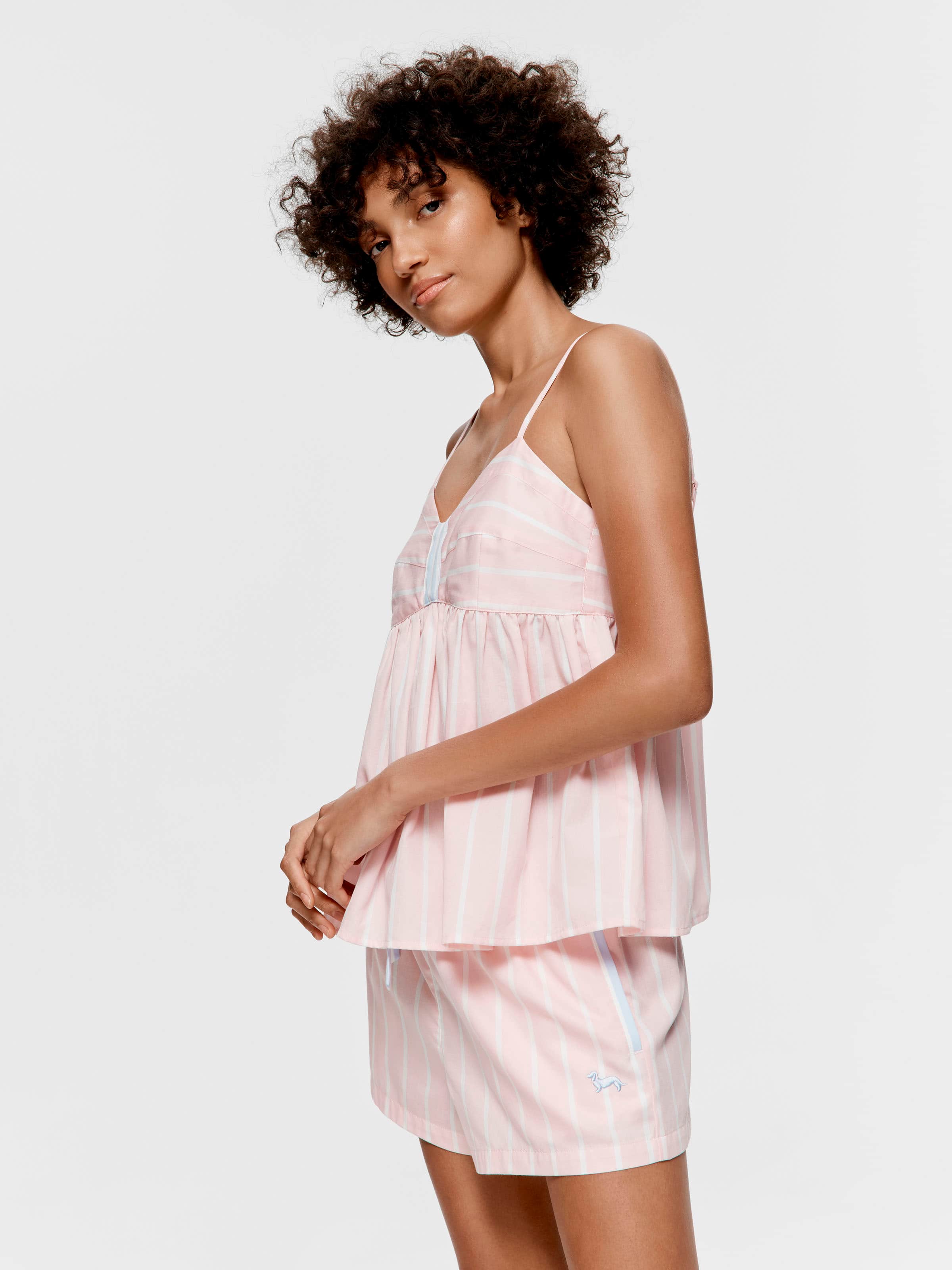 Contrst Stripe Cami Shortie Pj Set