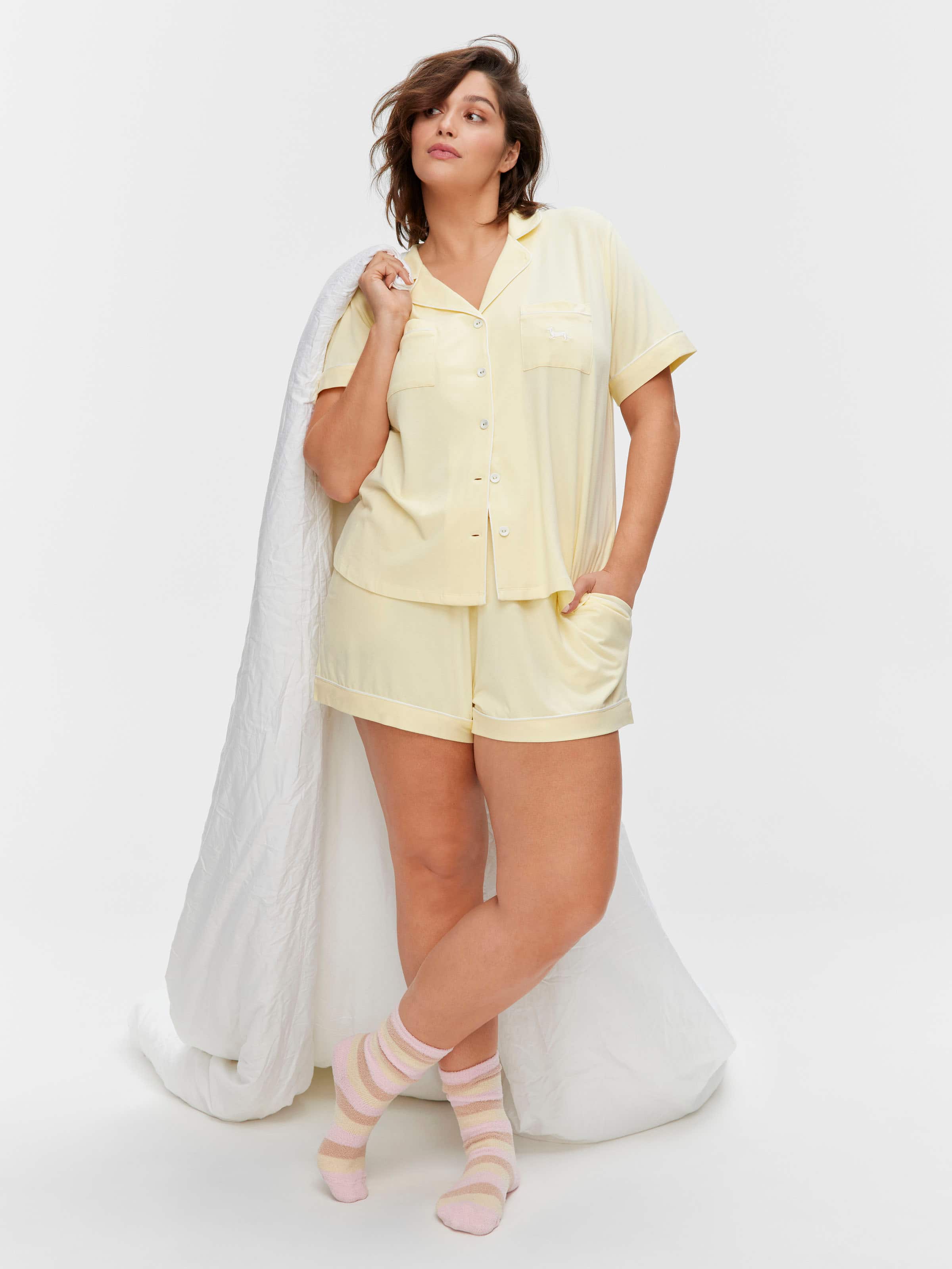 P.A. Plus Butter Bamboo Jersey Shortie Pj Set