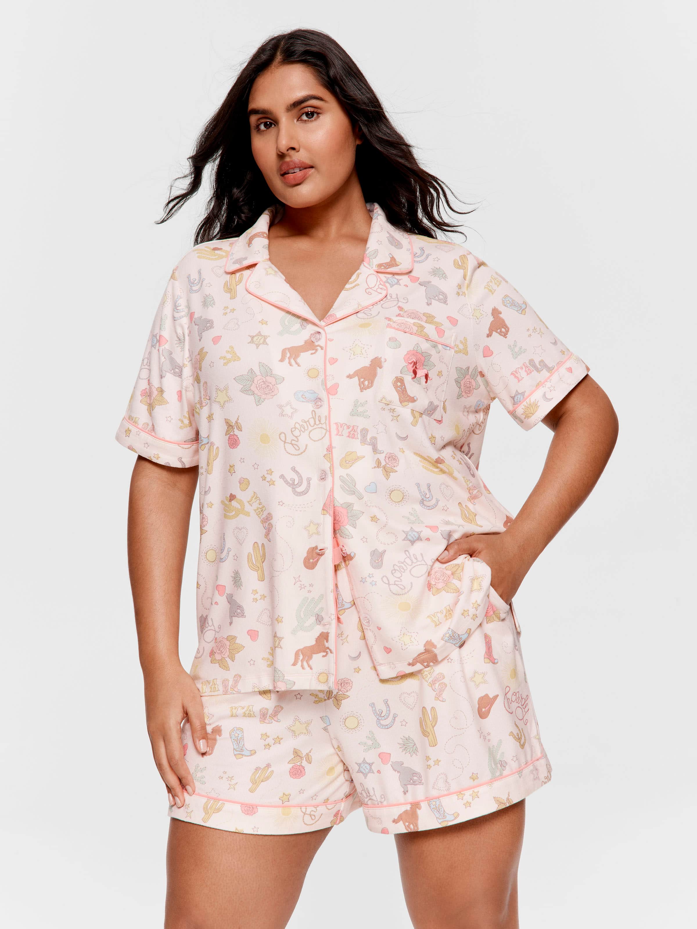 P.A. Plus Howdy Plush Shortie Pj Set