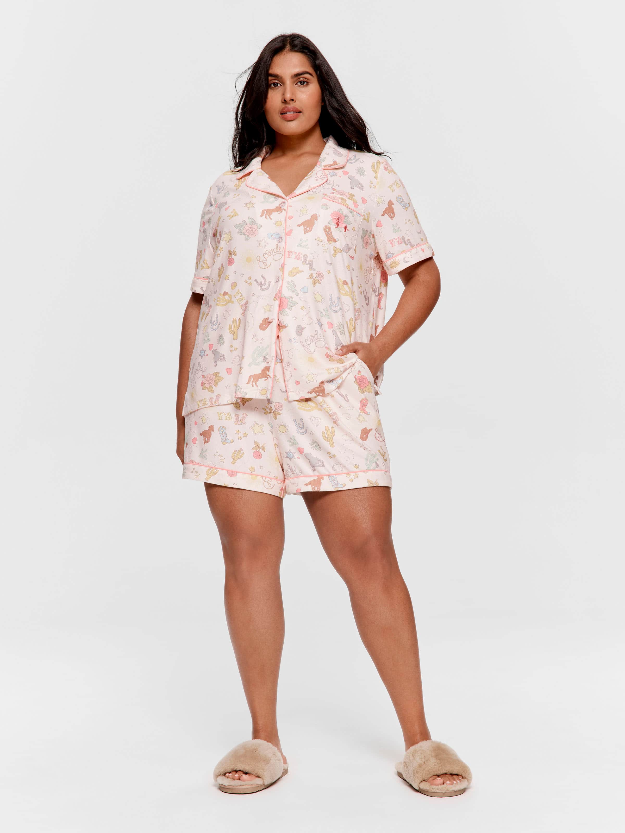 P.A. Plus Howdy Plush Shortie Pj Set