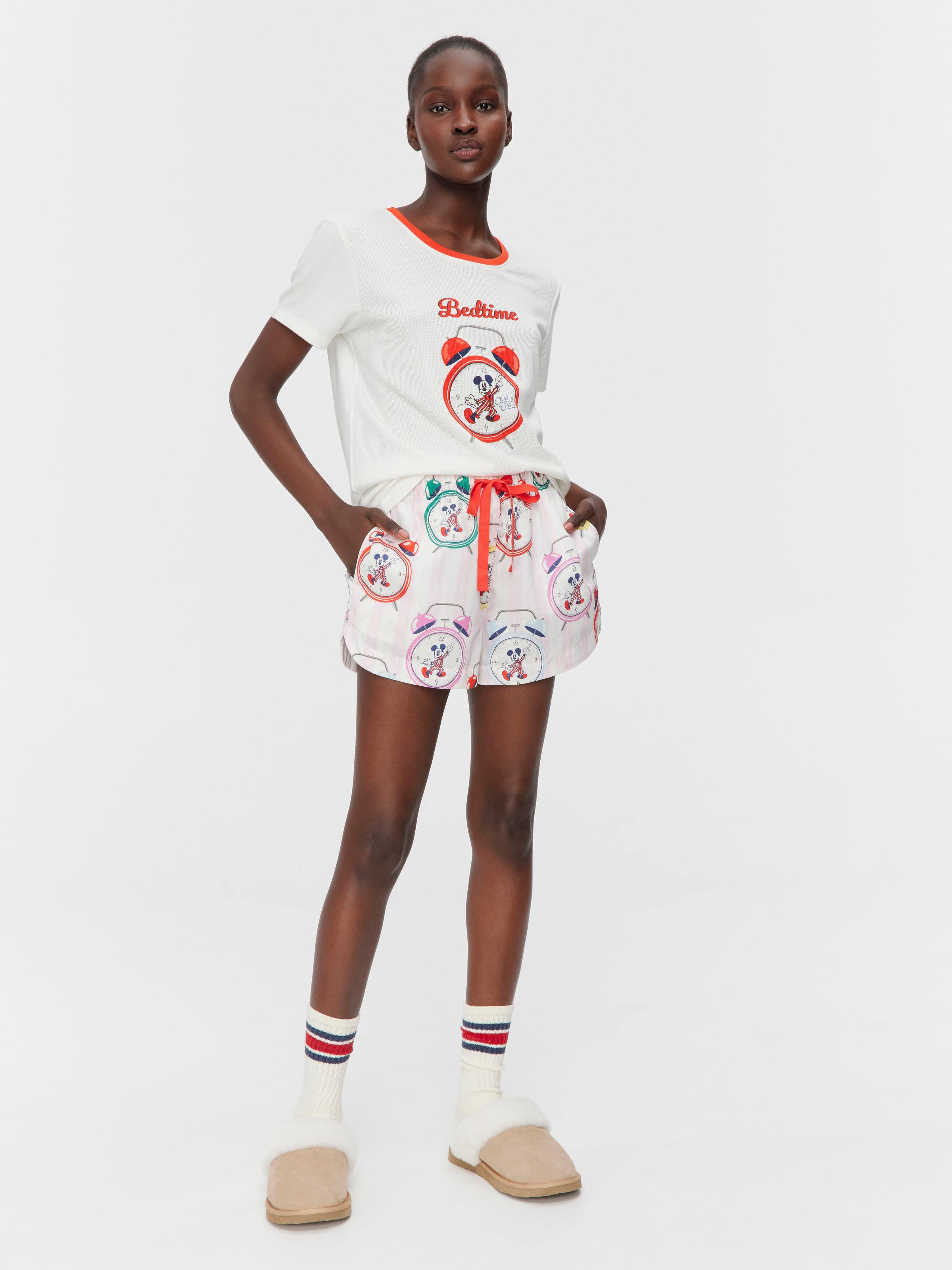 Mickey Mouse Clocks 100% Cotton Mid Short