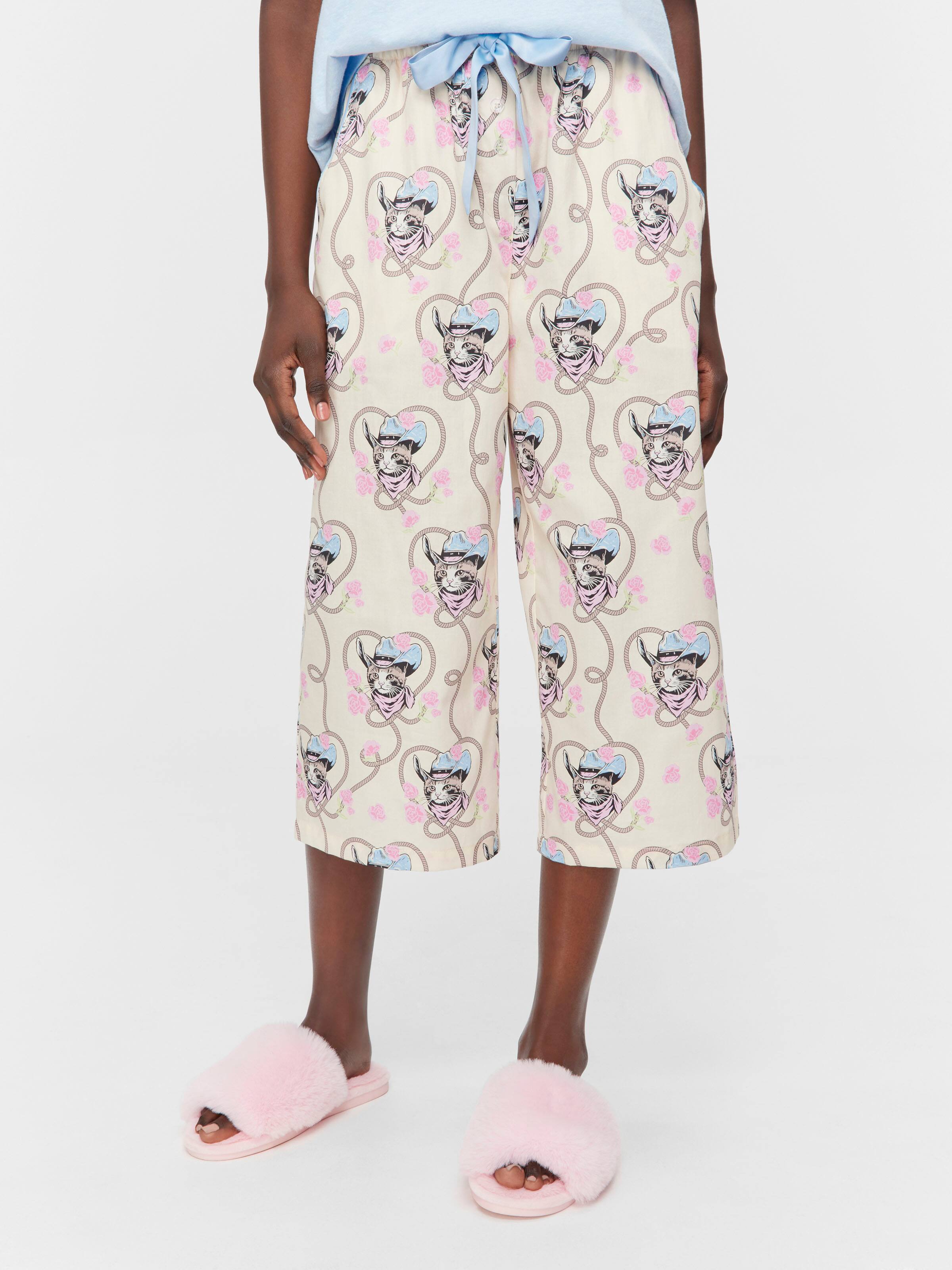 Cowboy Kitty 100% Cotton 3/4 Pj Bottom