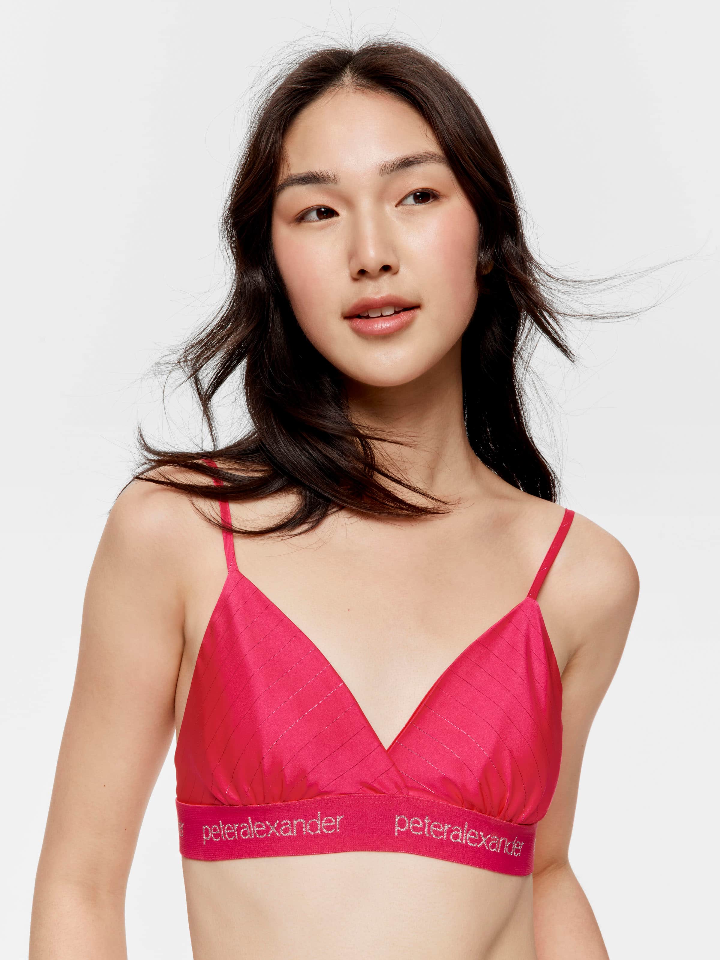 Image for Pink Lurex Stripe Satin Bra from Peter Alexander