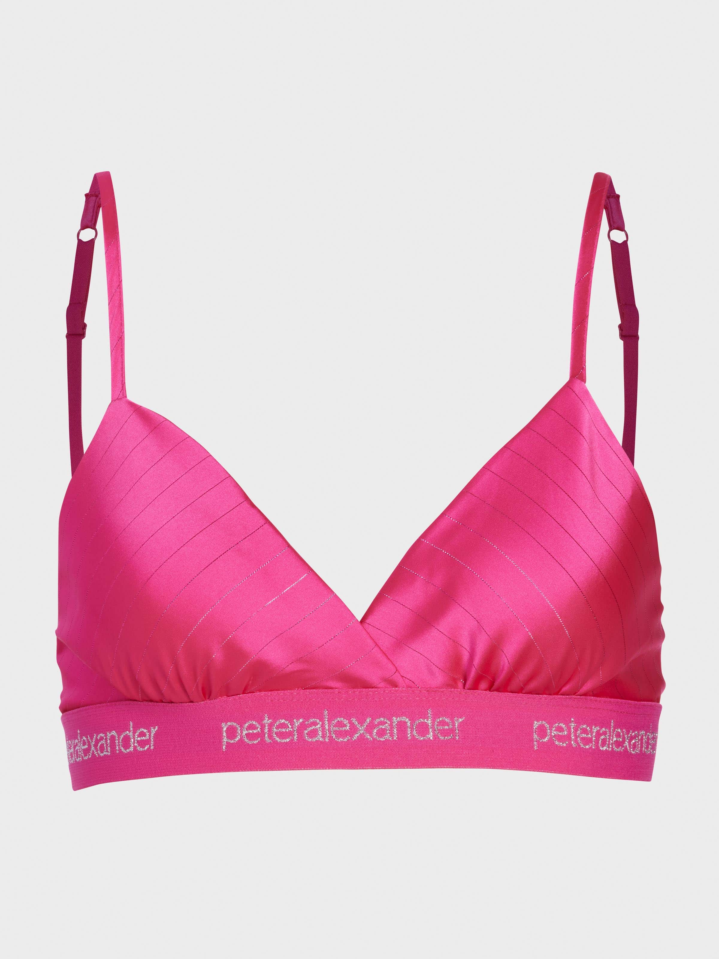 Image for Pink Lurex Stripe Satin Bra from Peter Alexander