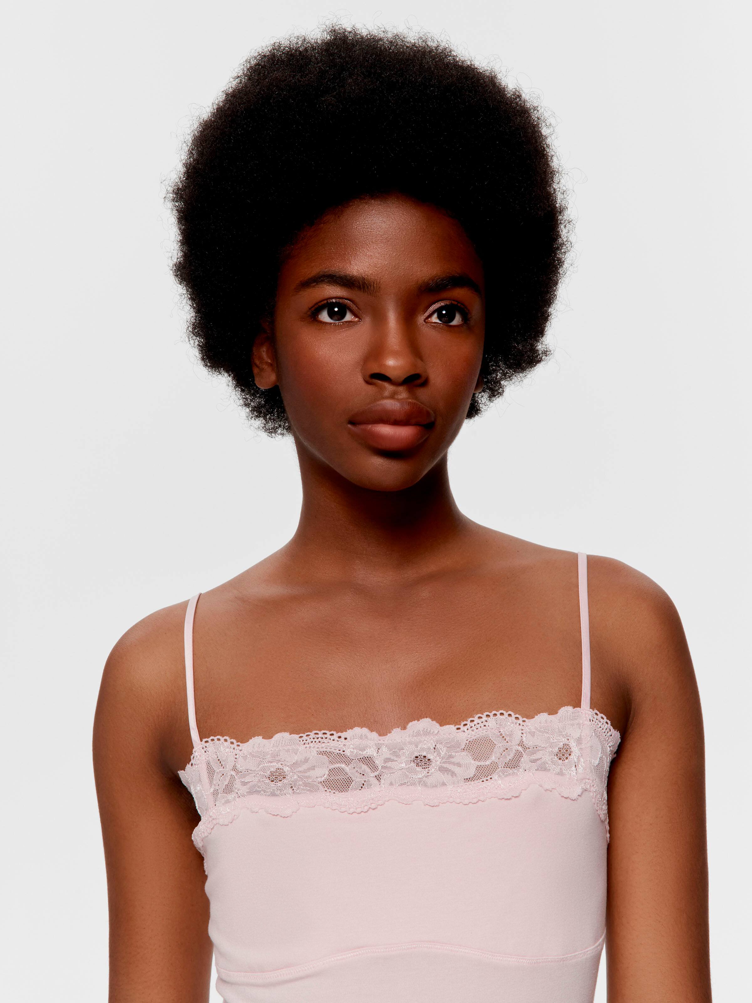 Pretty Pink Lace Trim Bamboo Slip Nightdress