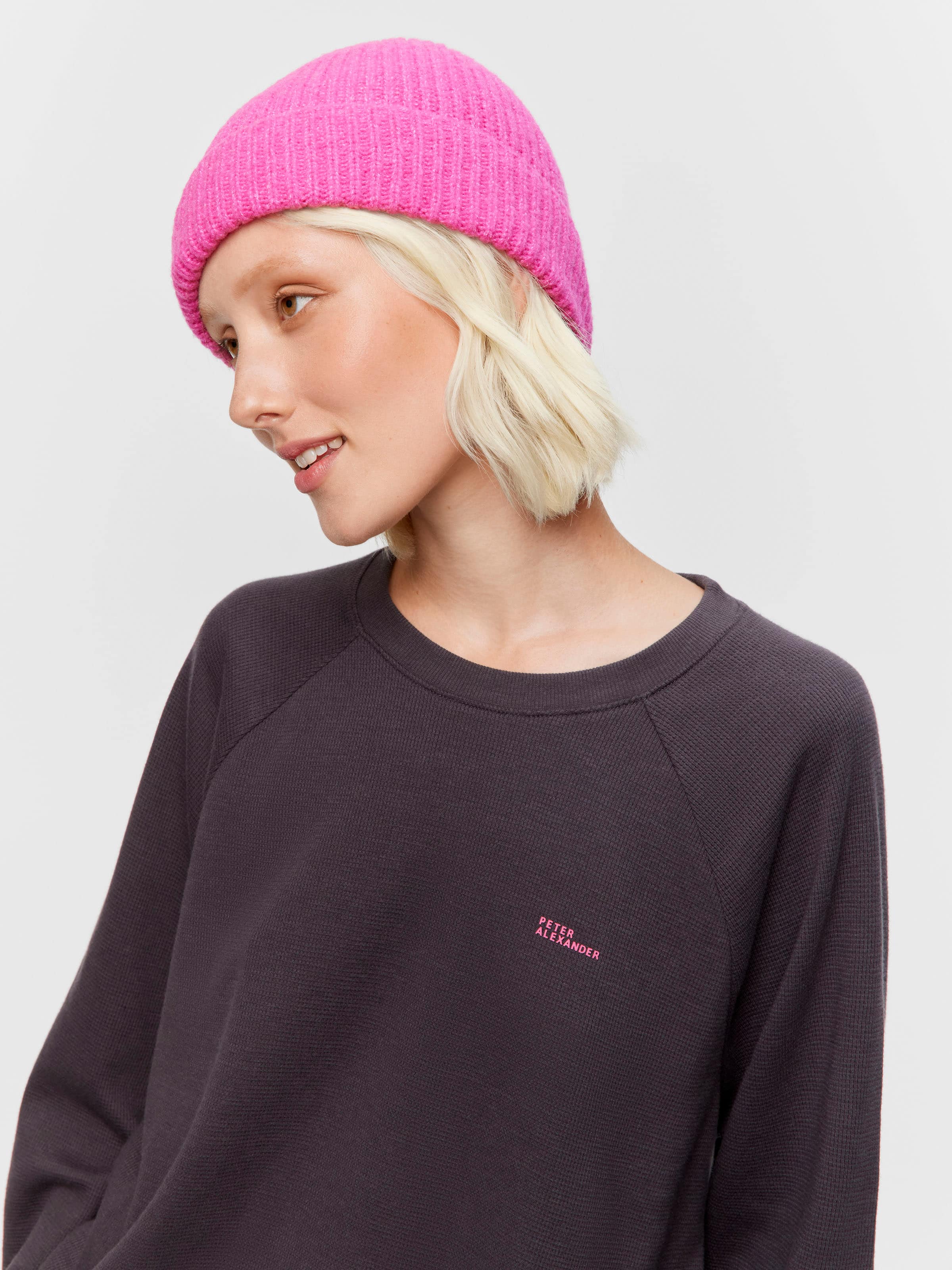Charcoal Waffle Sweater Top