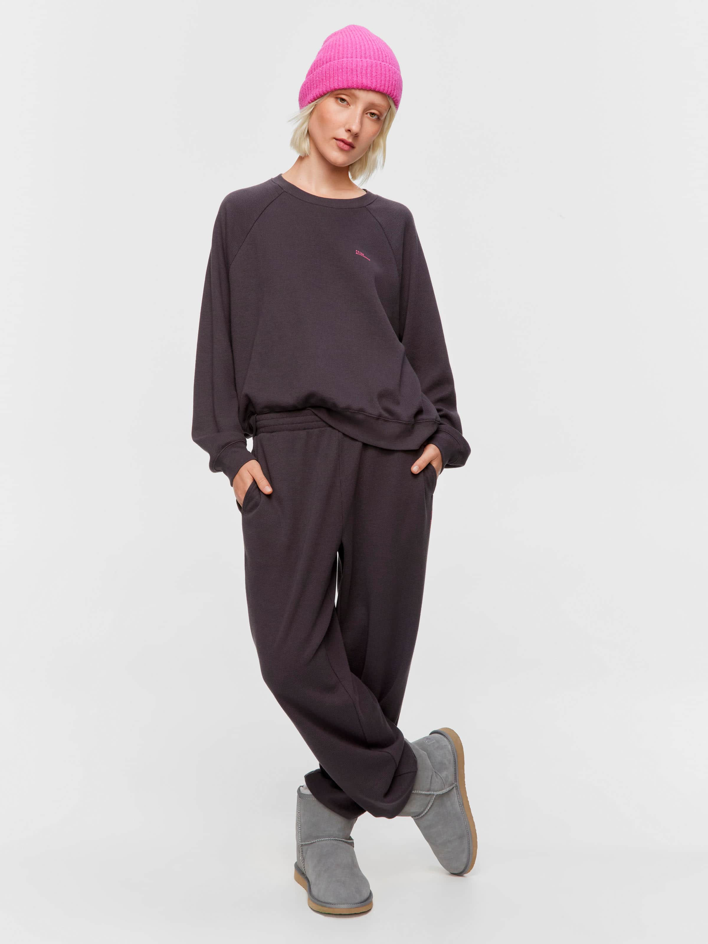 Charcoal Waffle Track Pj Bottom