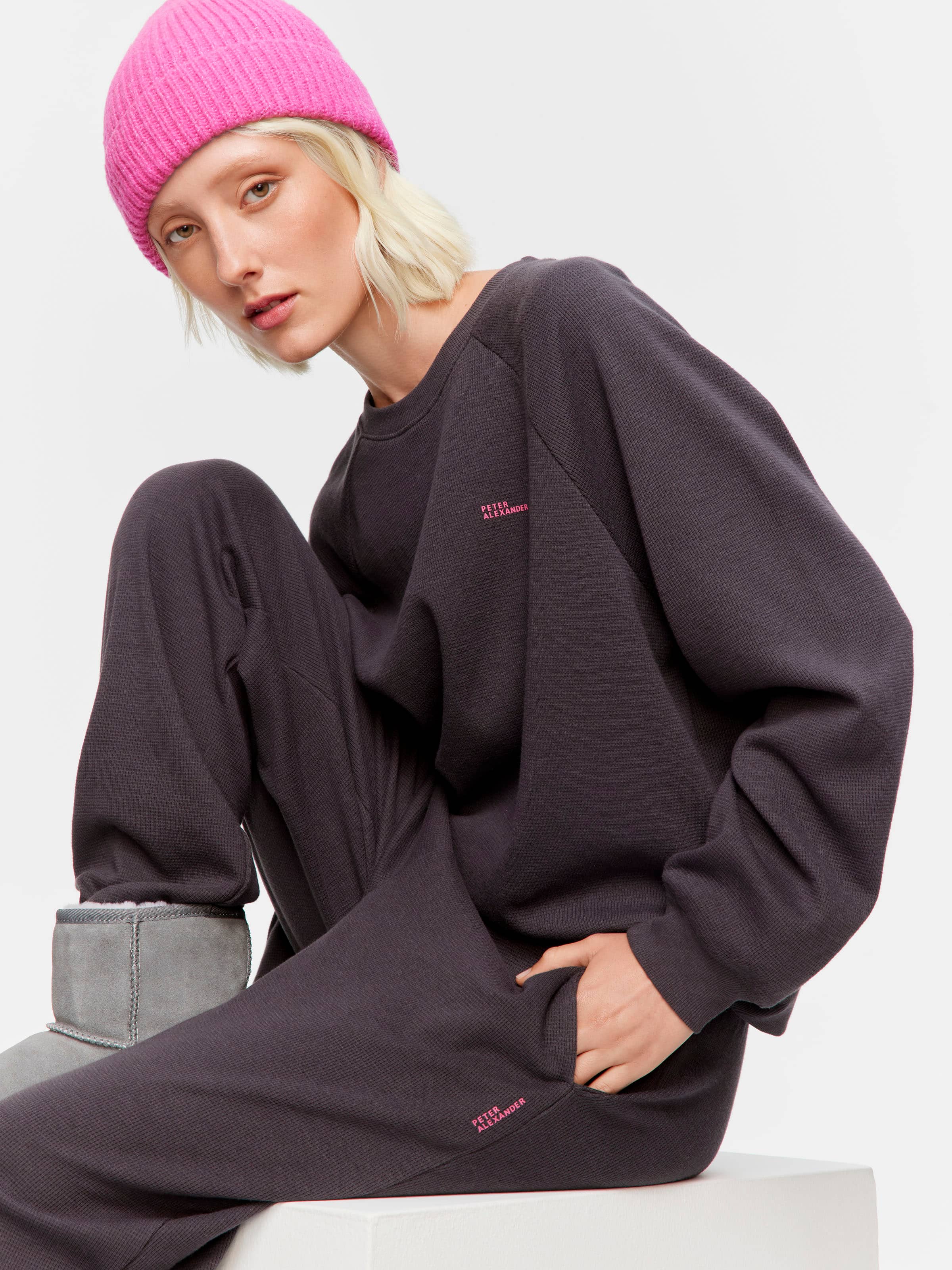 Charcoal Waffle Track Pj Bottom