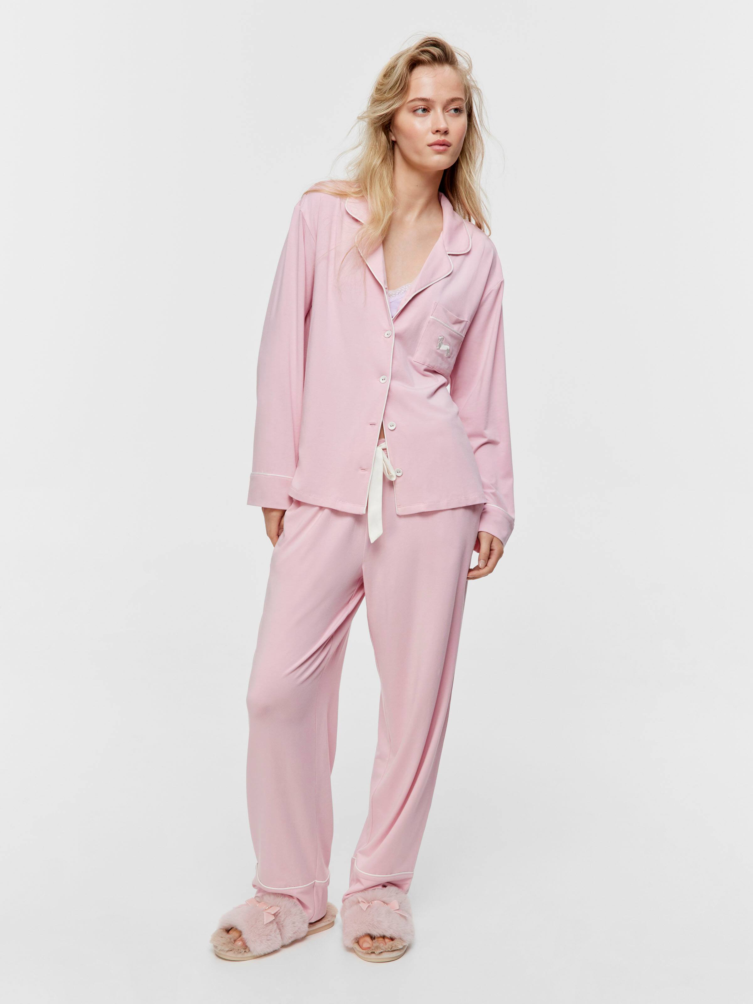 Pink Bamboo Jersey Long Sleeve Pj Set