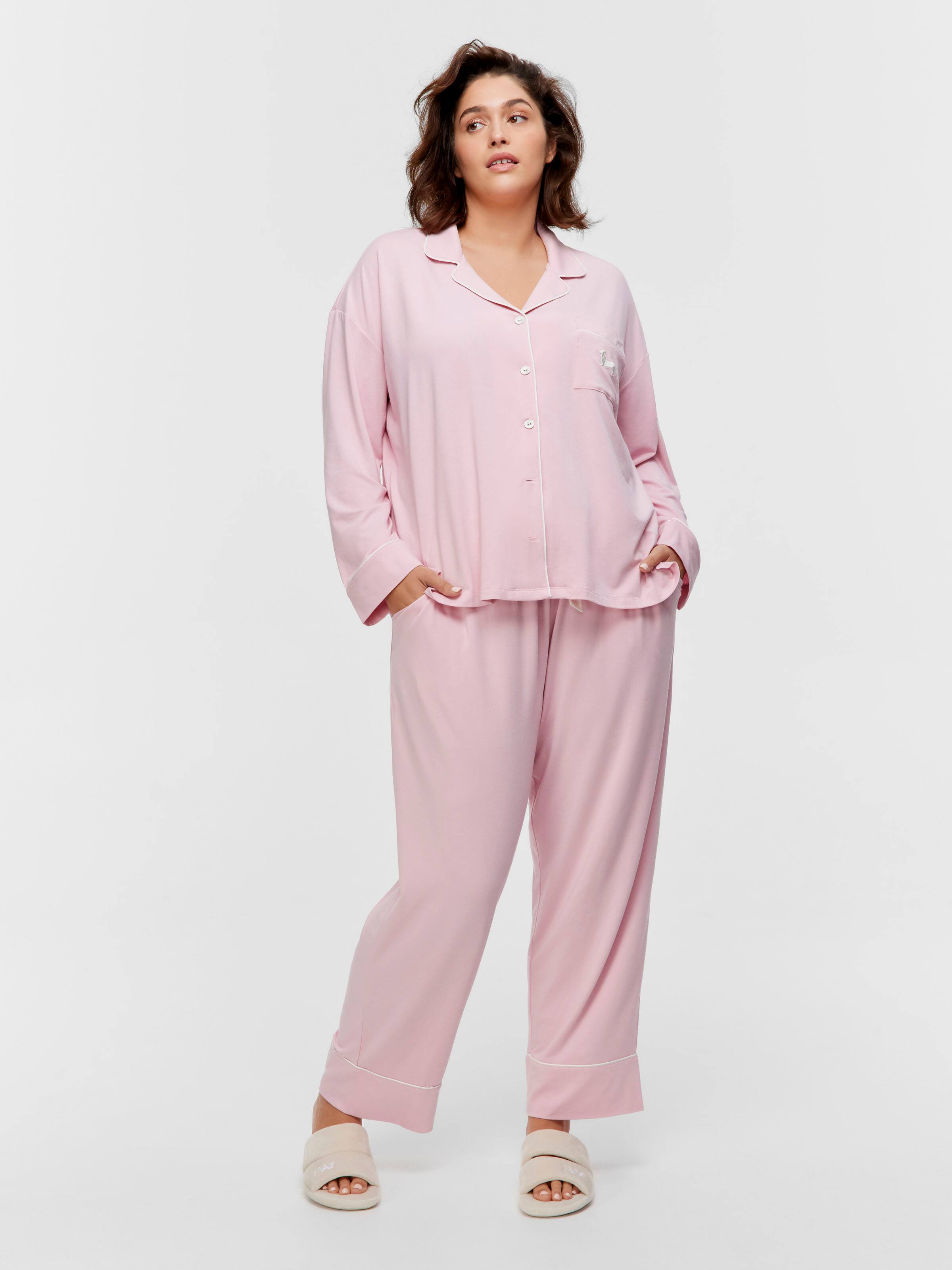 P.A. Plus Pink Bamboo Jersey Long Sleeve Pj Set