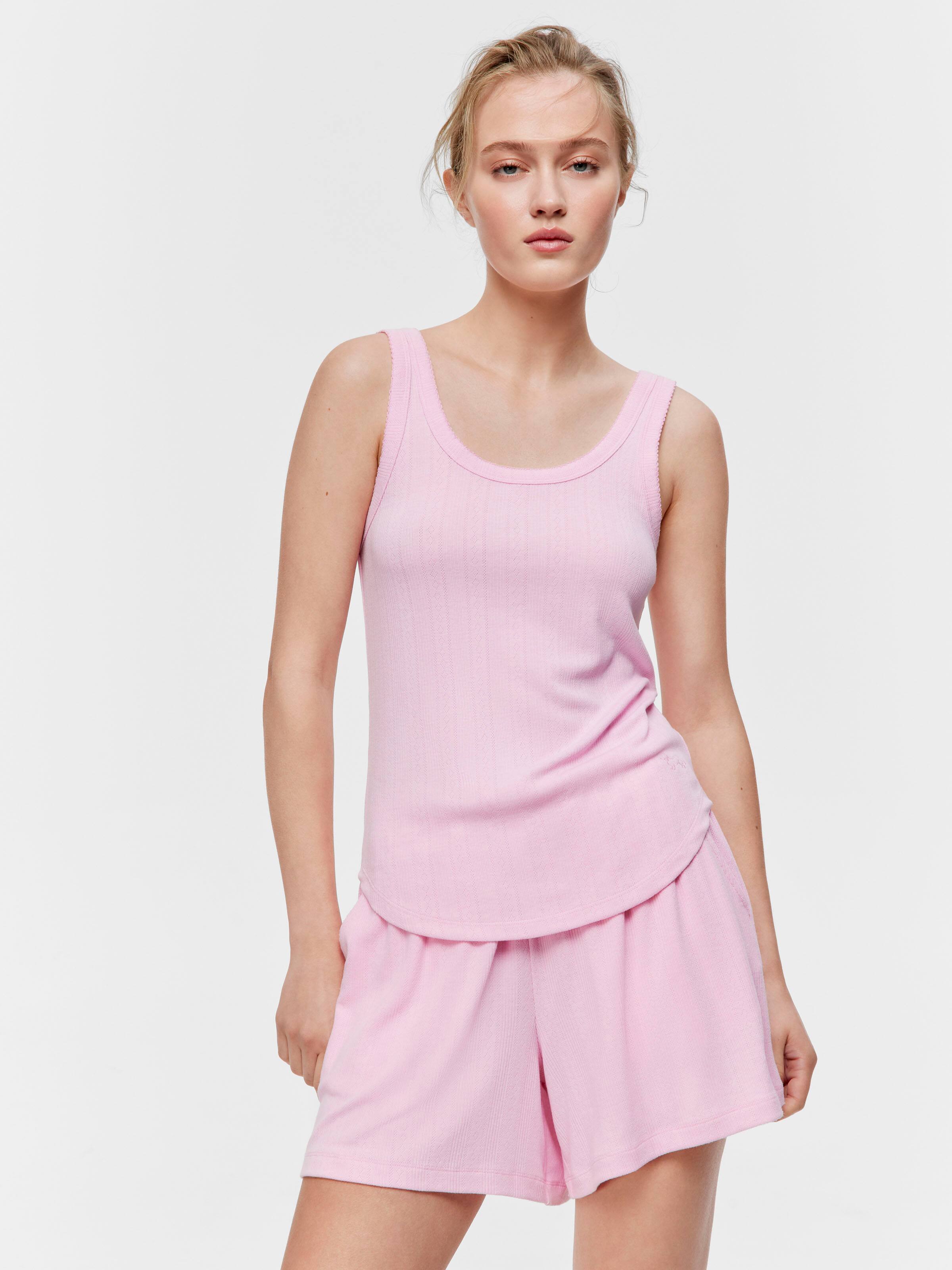 Pink Marle Soft Waffle Top