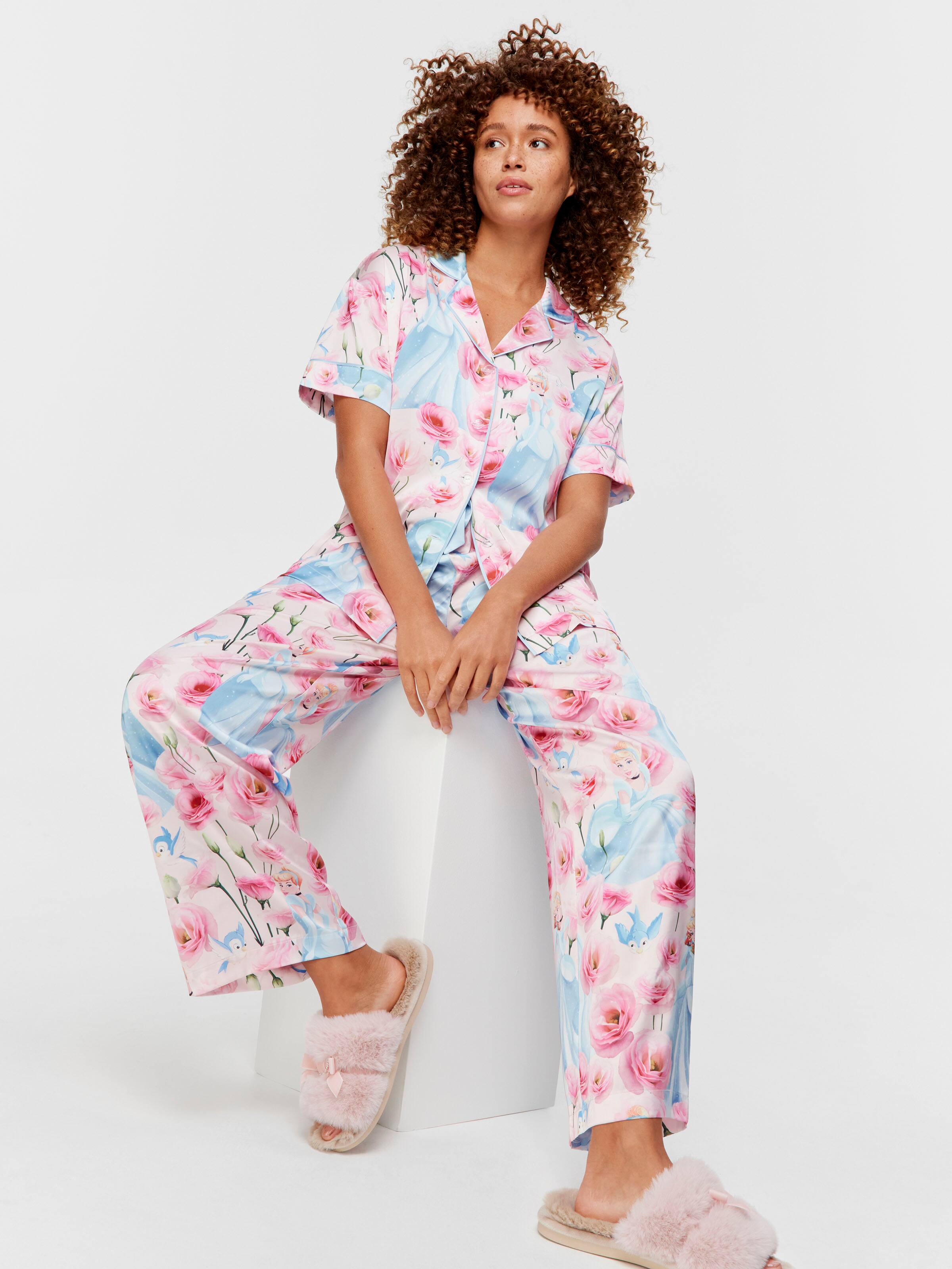 Disney Cinderella Rose Satin Short Sleeve & Bottom Pj Set