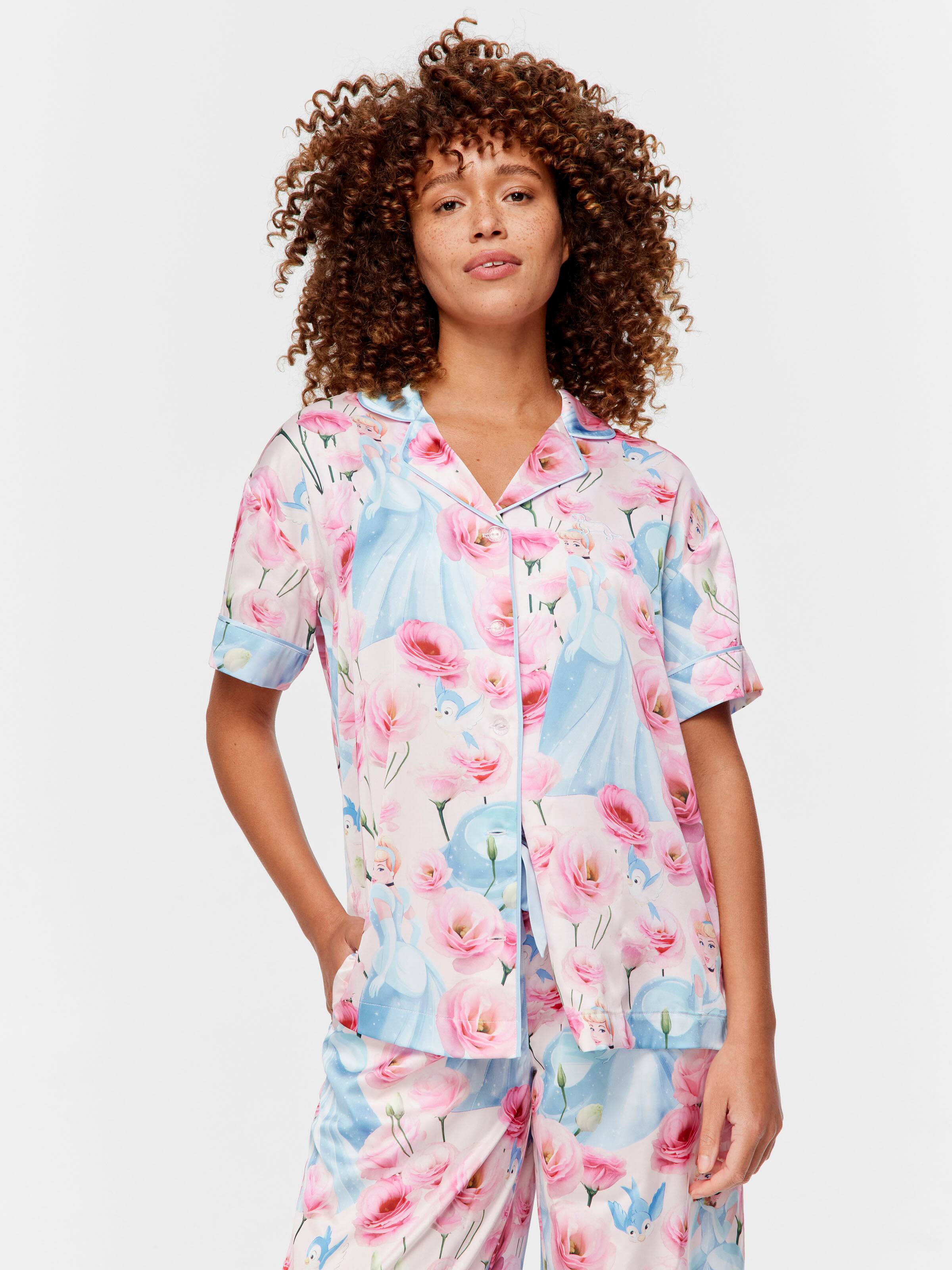 Disney Cinderella Rose Satin Short Sleeve & Bottom Pj Set