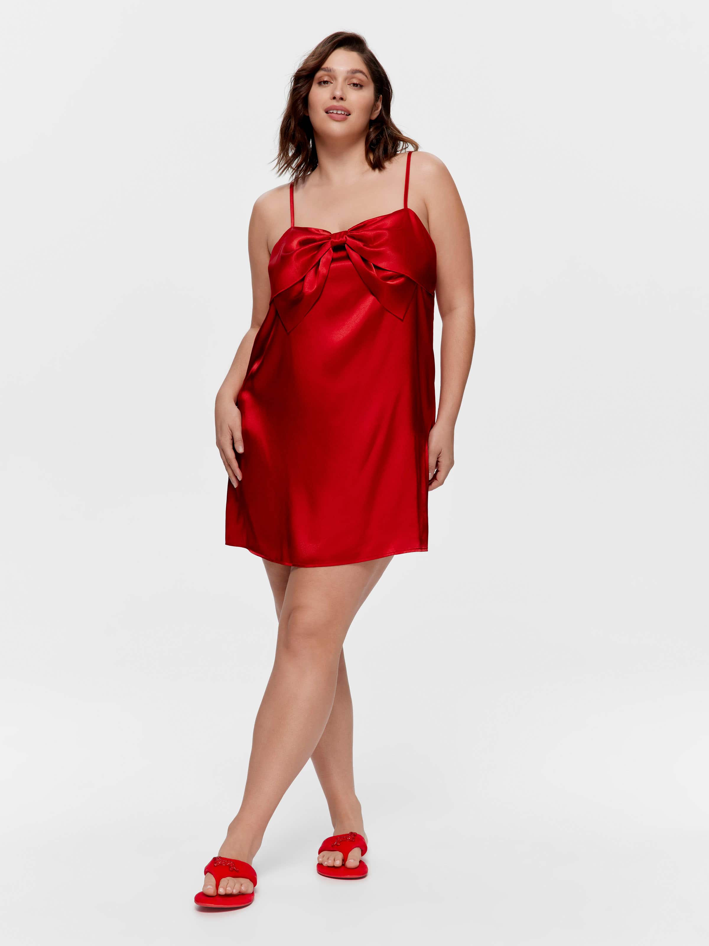 P.A. Plus Red Satin Bow Chemise