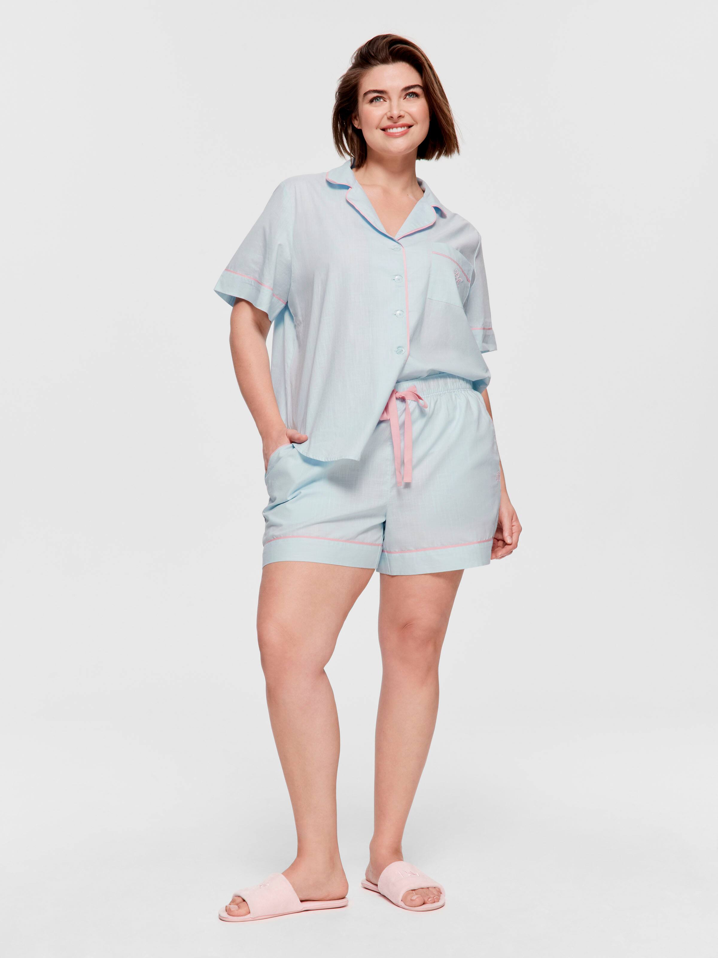 Soft Blue 100% Cotton Mid Short