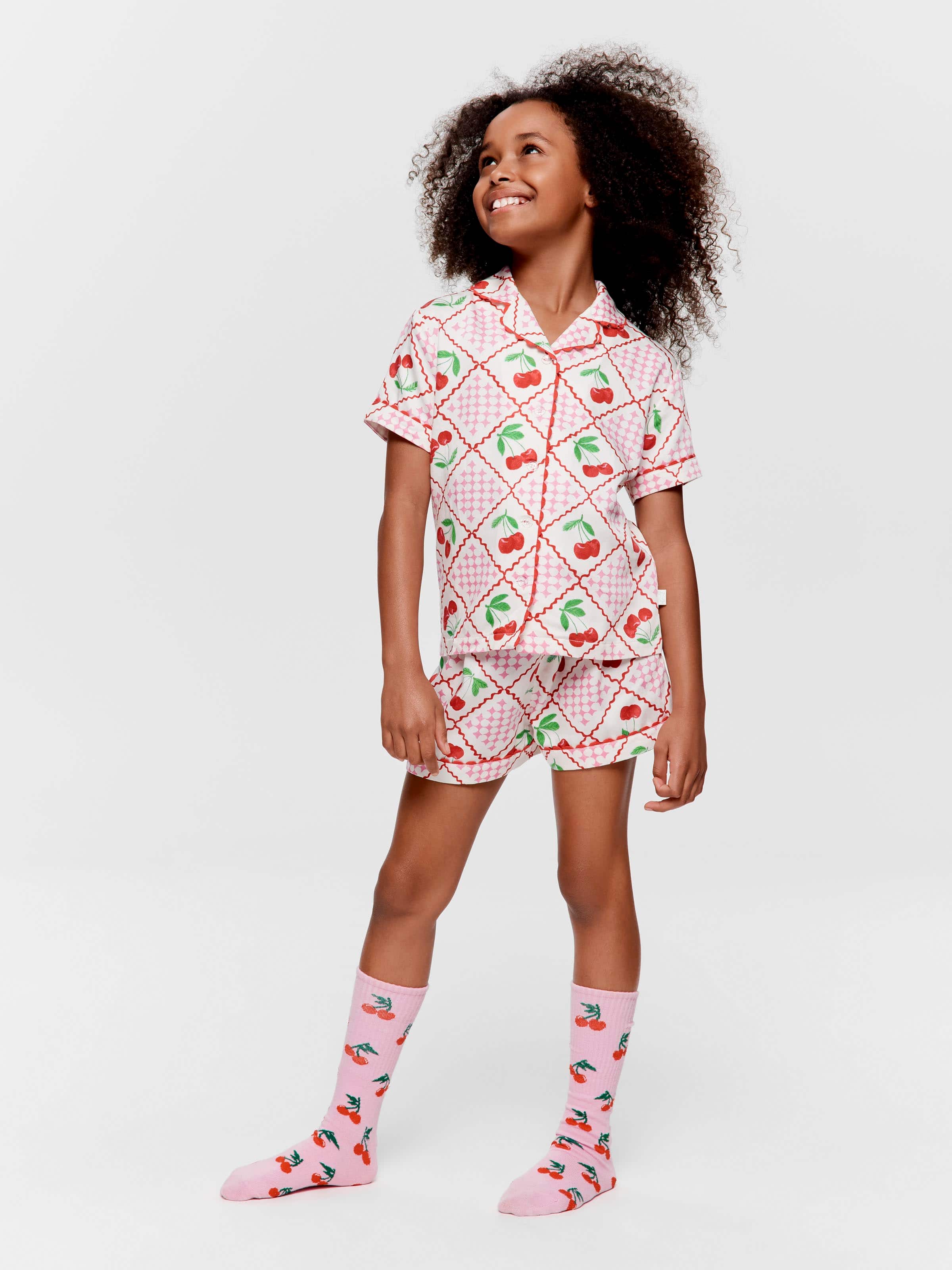 Girls Sweet Cherry Shortie Pj Set