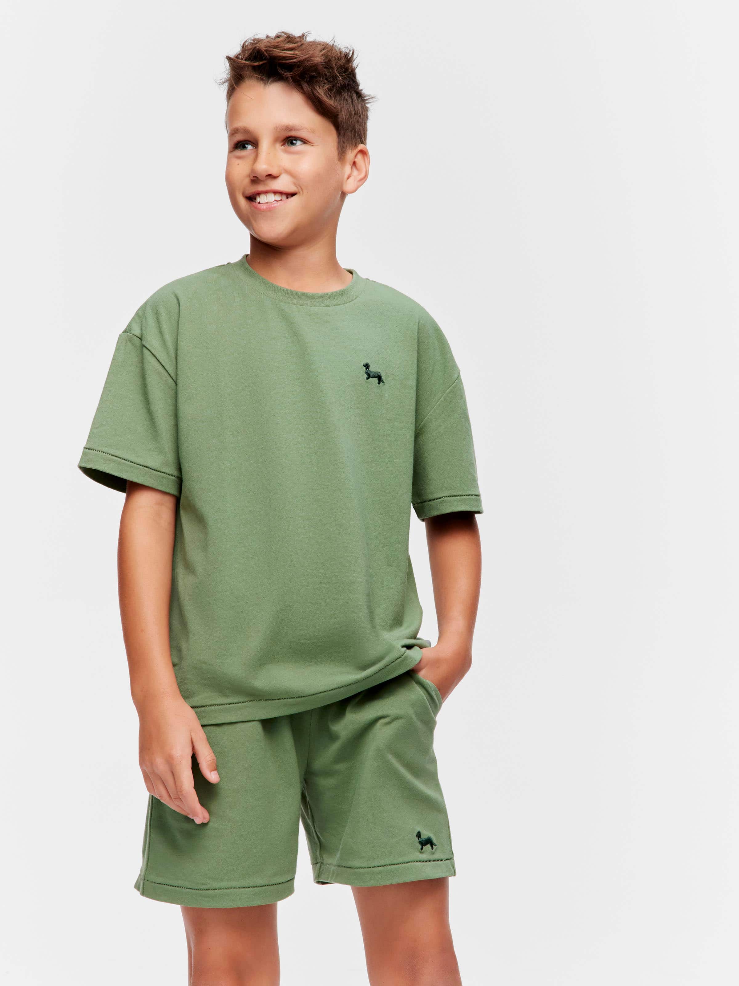 Boys Green Track Short Pj Set