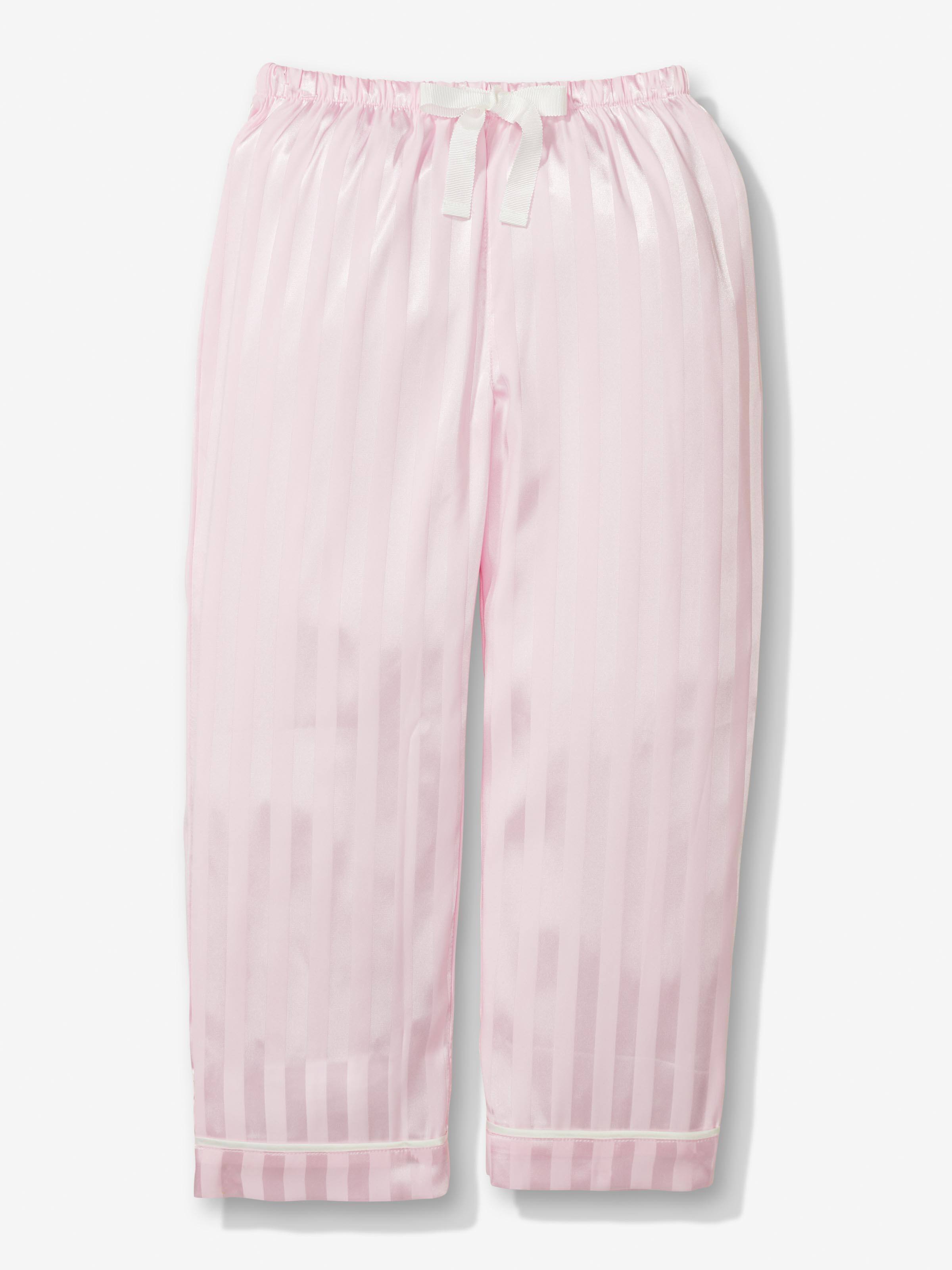 Jnr Girls Pink Satin Pj Set