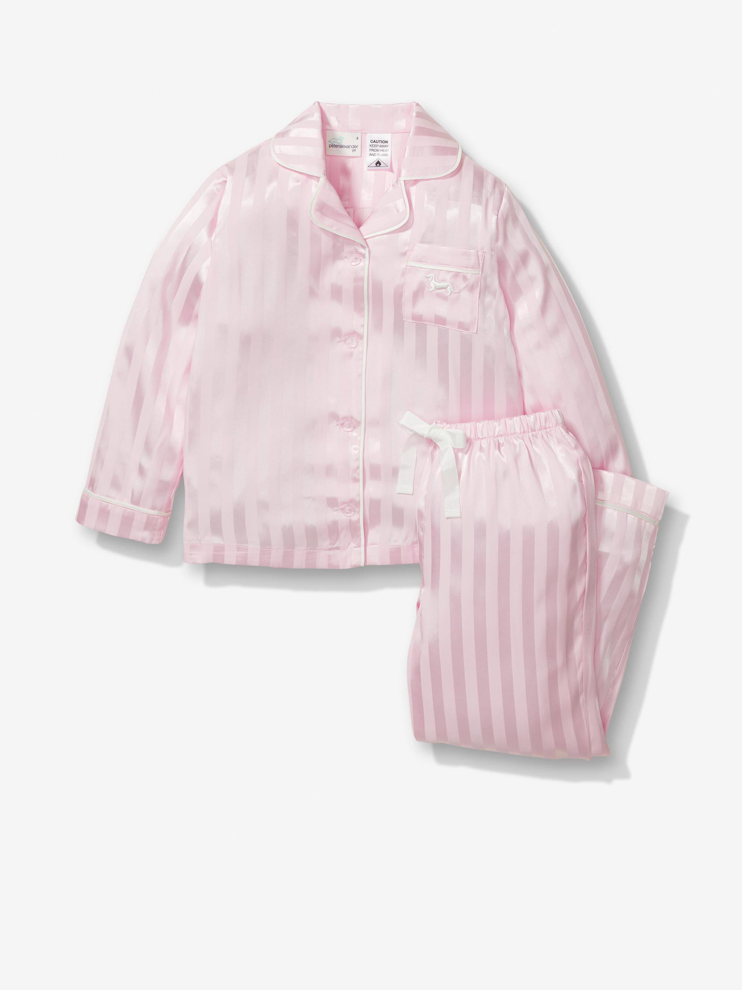 Jnr Girls Pink Satin Pj Set