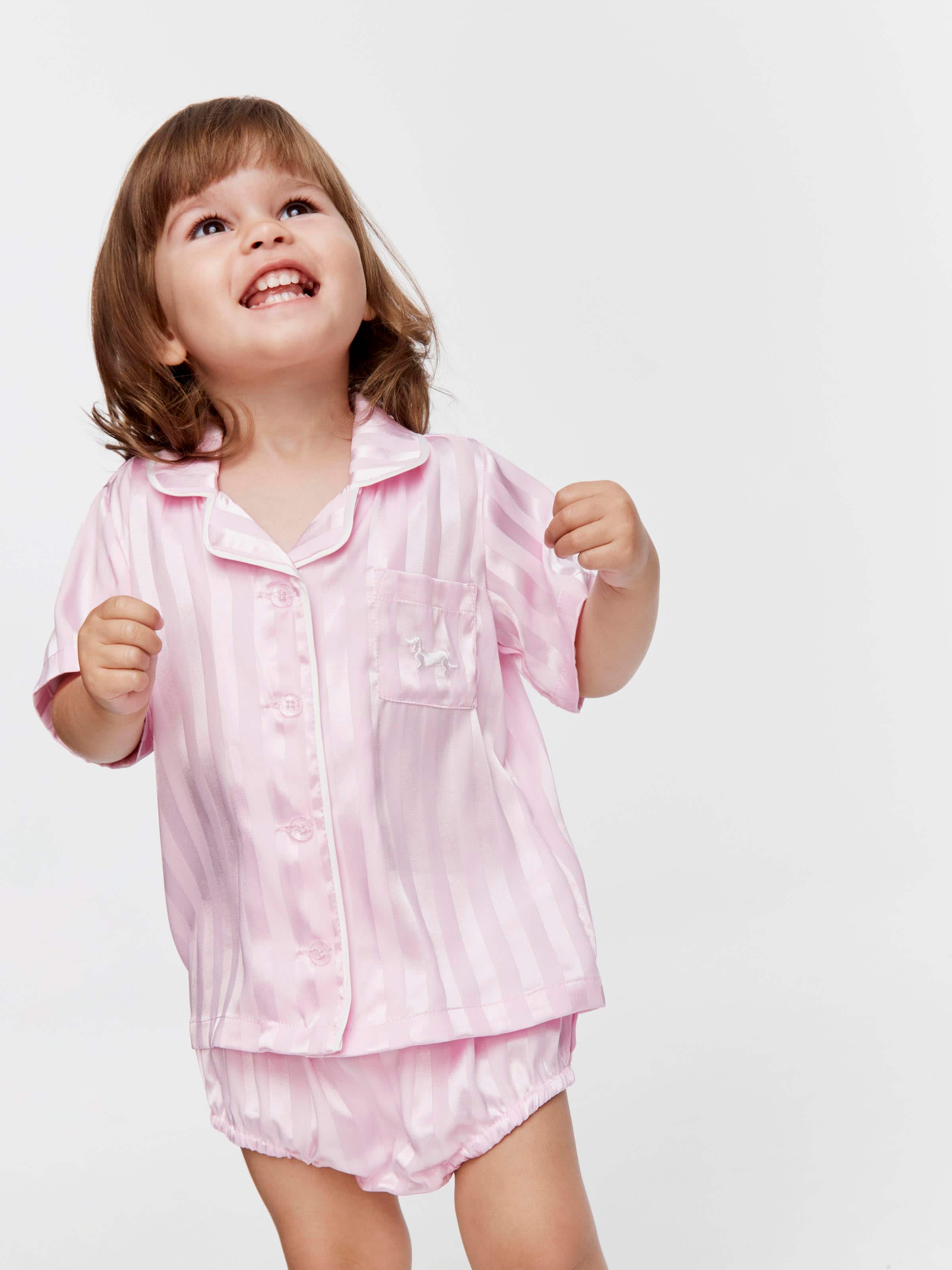 Baby Pink Stripe Satin Pj Set