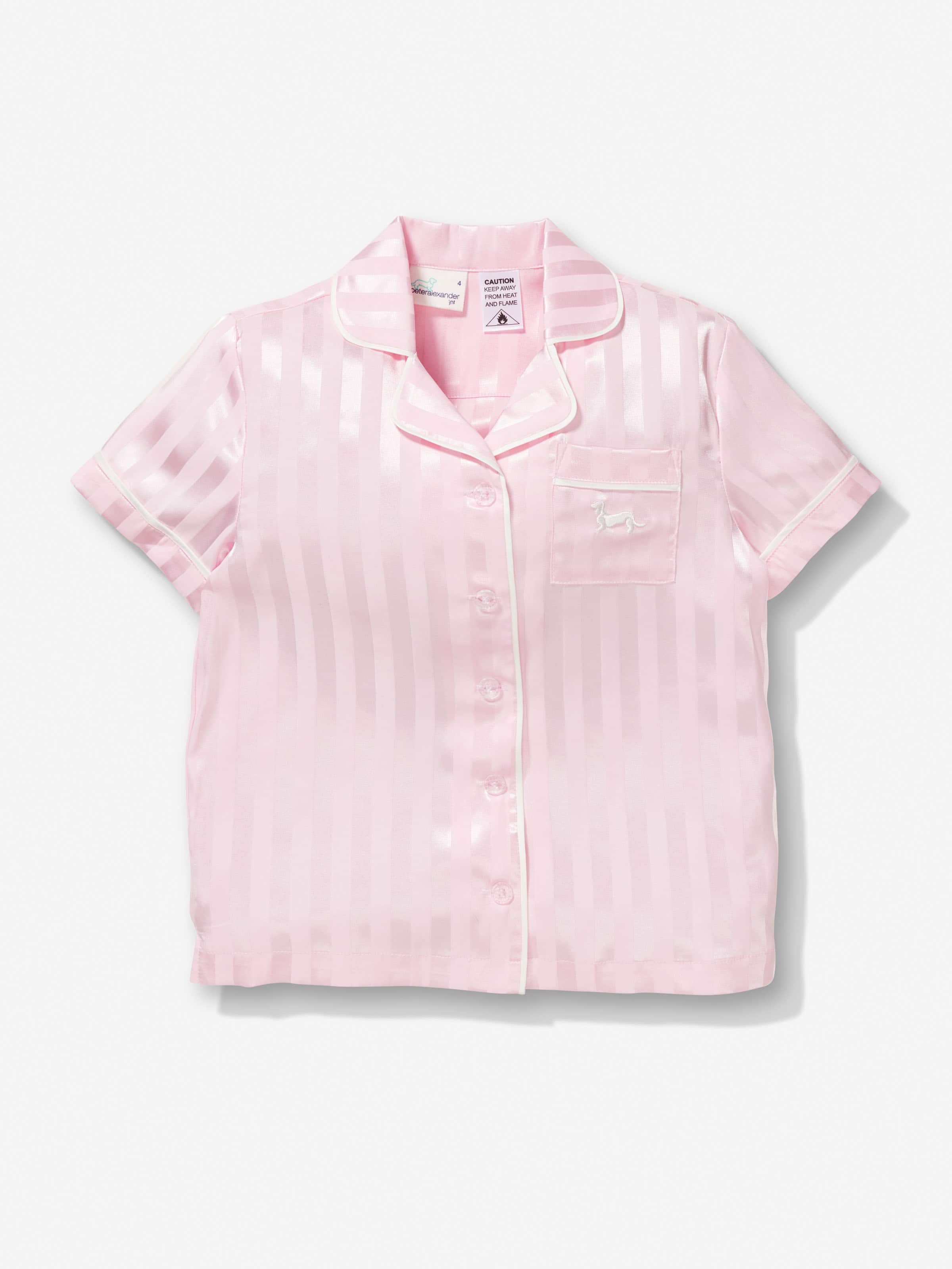 Image for Girls Pink Stripe Satin Pj Set from Peter Alexander