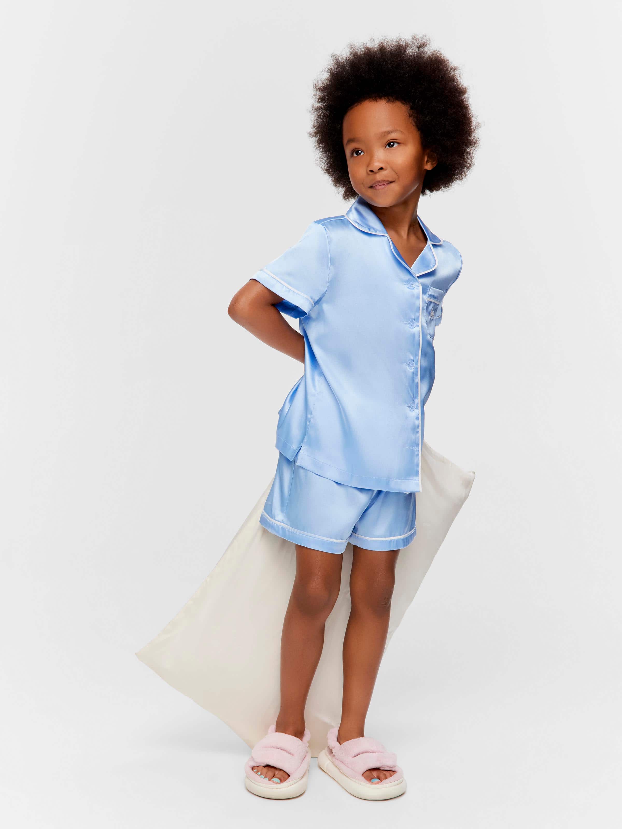 Jnr Girls Classic Satin Cornflower Pj Set