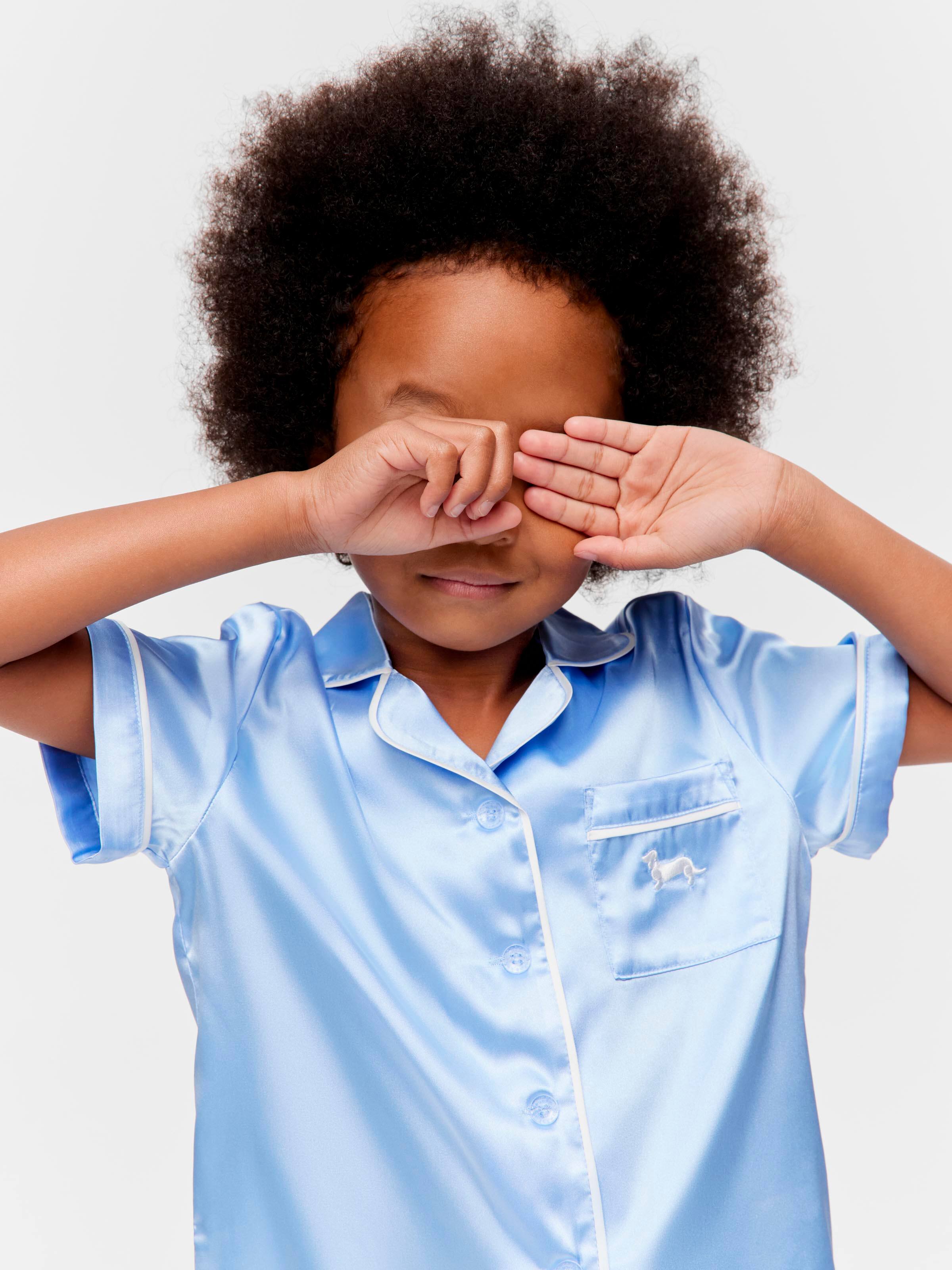 Jnr Girls Classic Satin Cornflower Pj Set