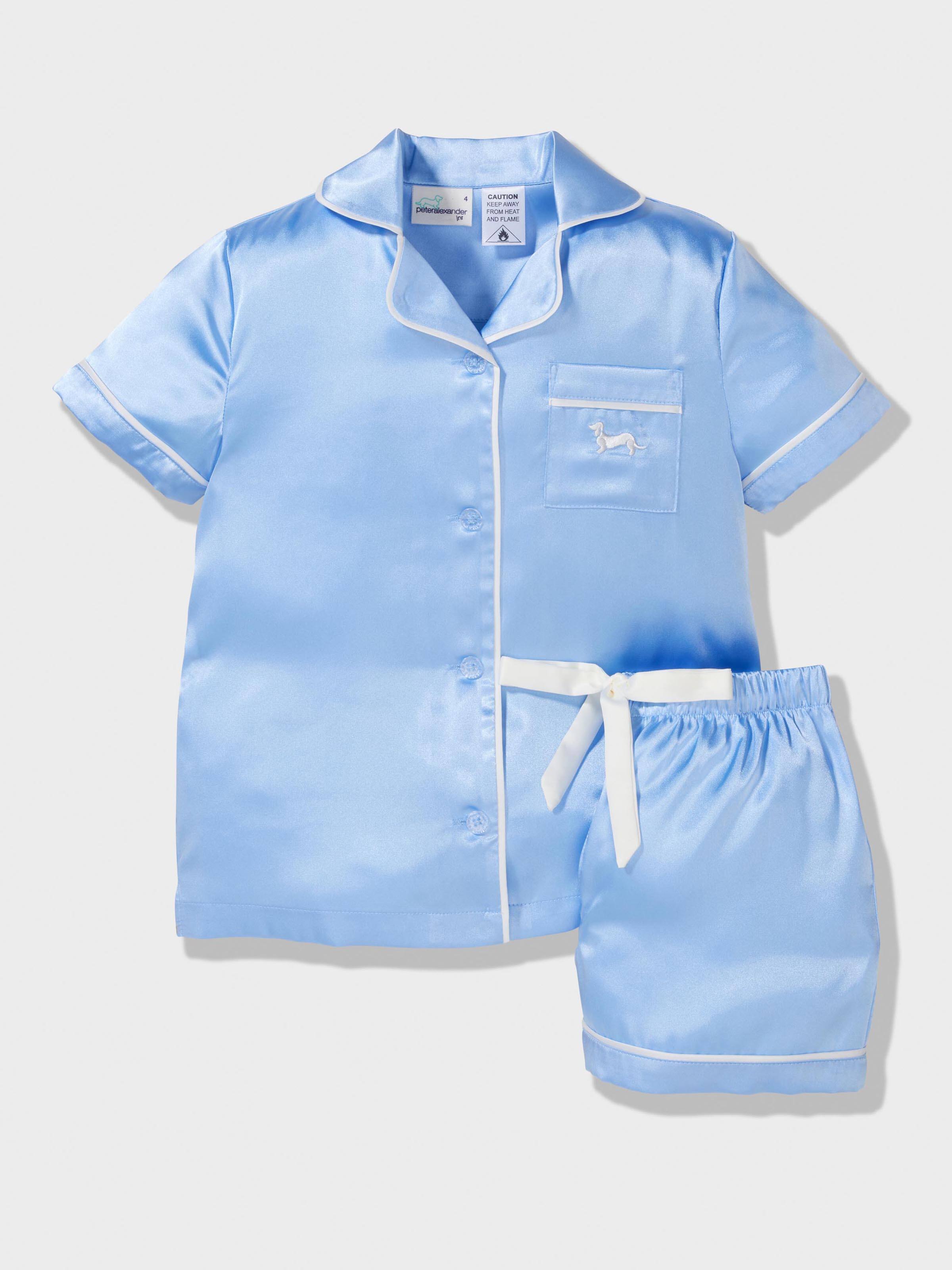 Girls Classic Satin Cornflower Pj Set
